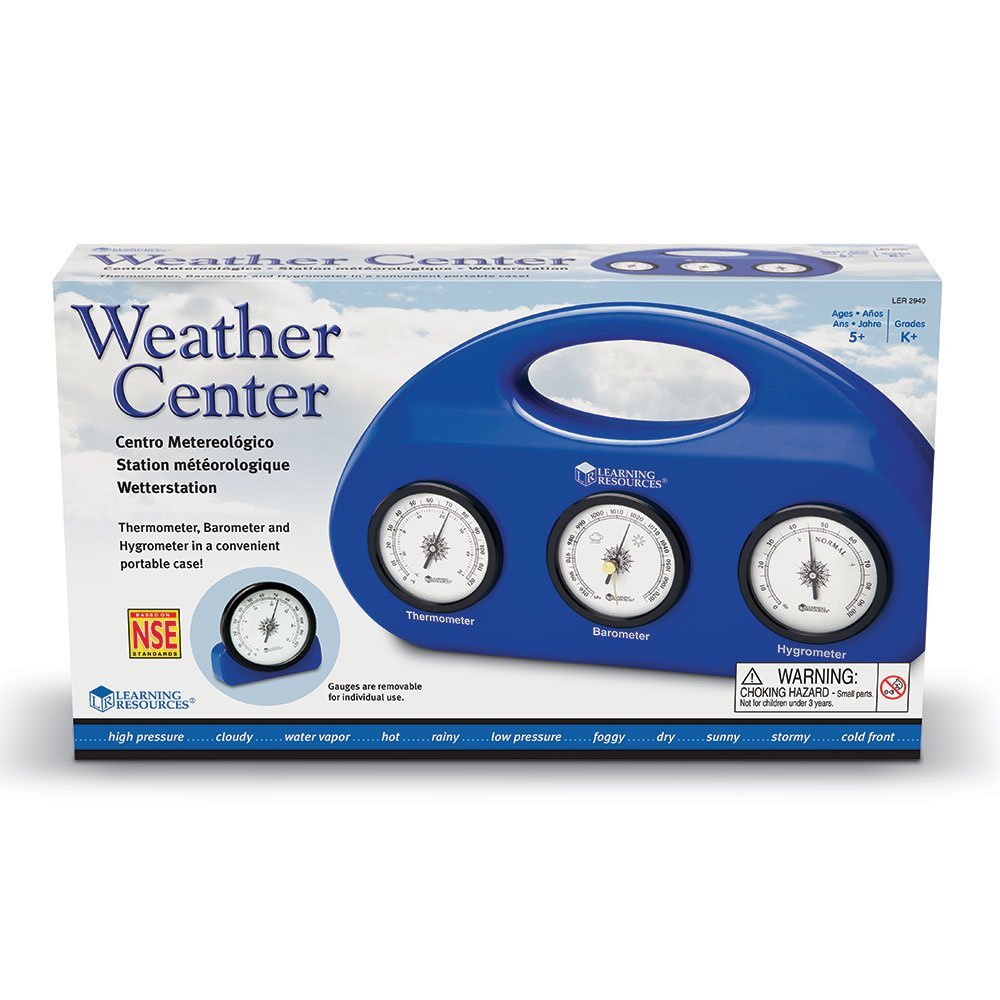 Learning Resources Weather Center Kit, 3-in-1 Weather Science Tool Set for Kids, Barometer, Hygrometer, Thermometer, Hands-On Meteorology, Ages 5+, Includes Activity Guide