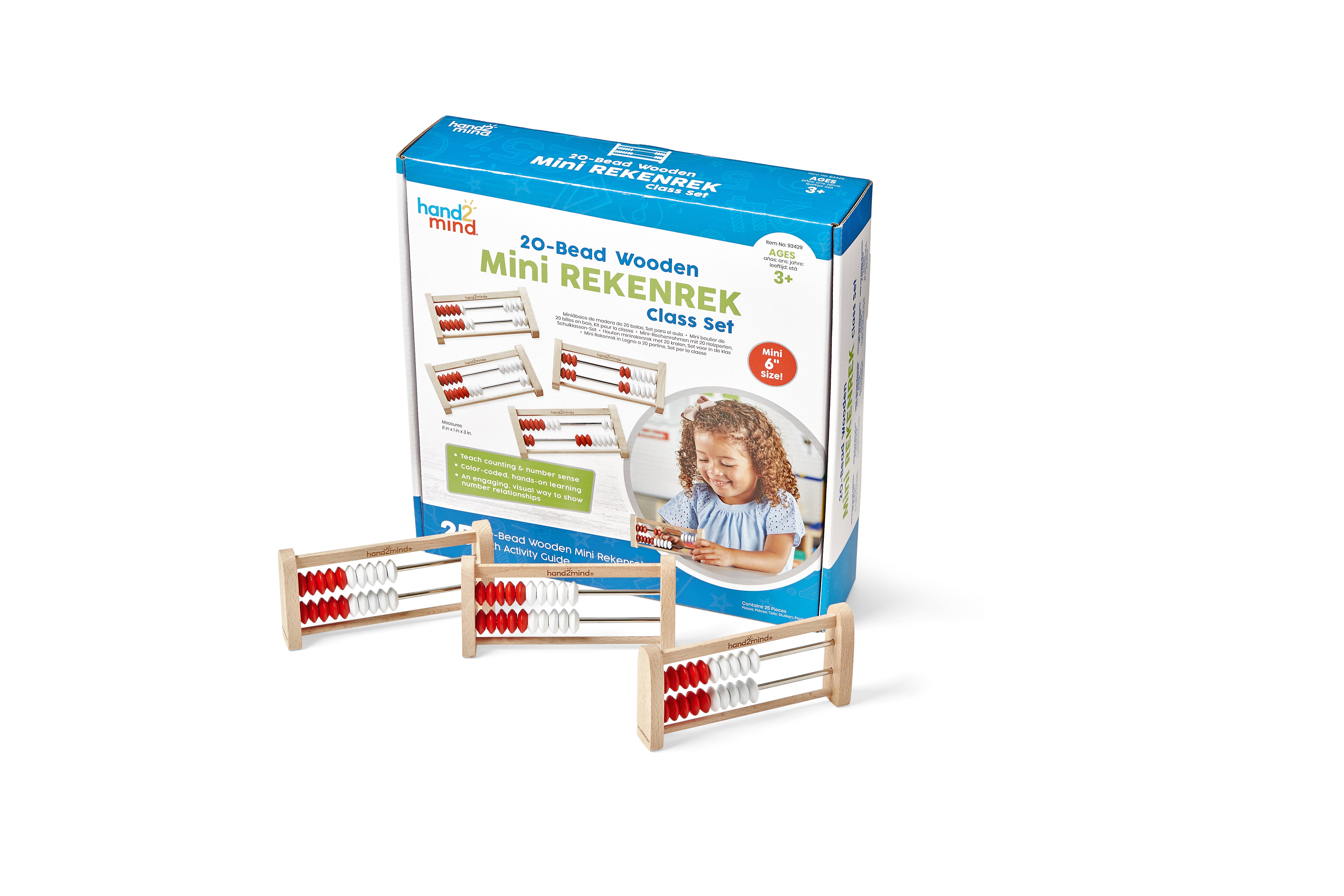 Learning Resources Mini 20-Bead Rekenrek, Set of 25, Hands-On Math Manipulatives for Counting, Addition, and Subtraction, Early Years and Primary School Classroom Resource, Ages 3+