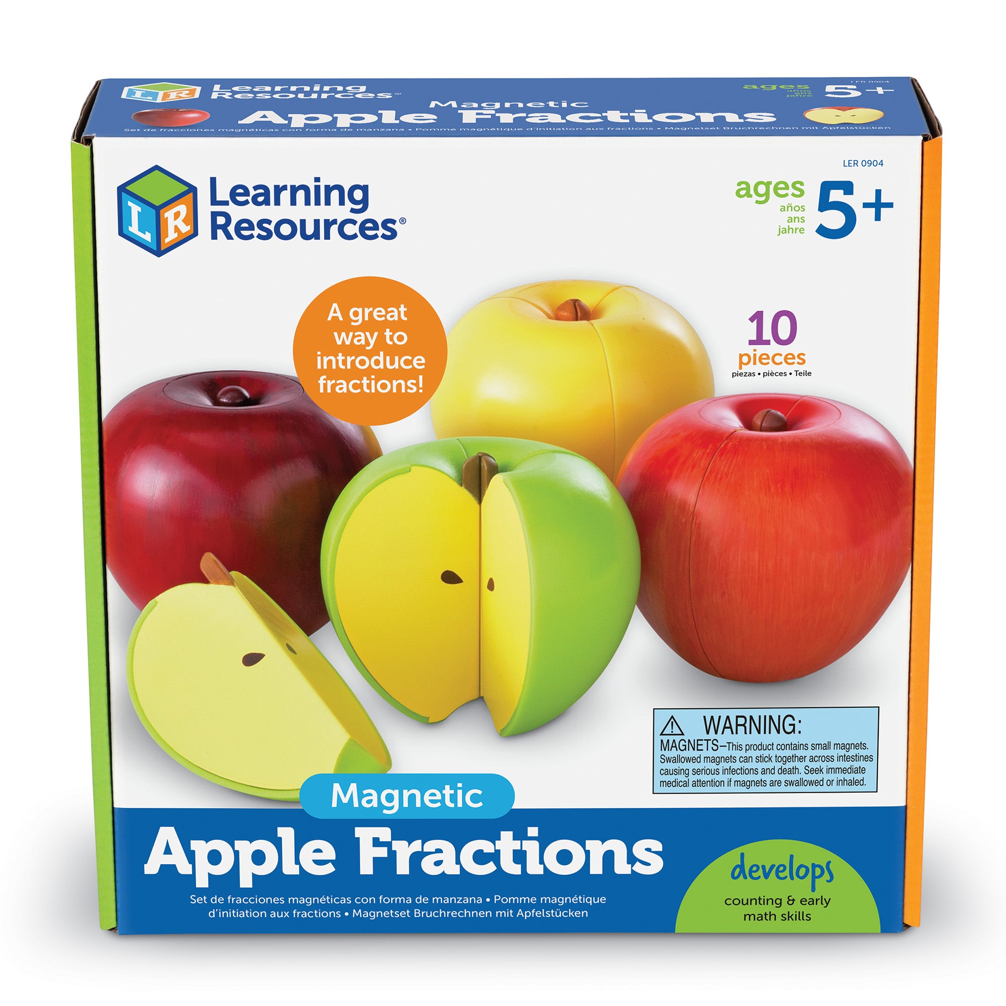Learning Resources Magnetic Apple Fractions, Hands-On Learning Tool for Teaching Fractions, Equivalencies, and Basic Math Concepts