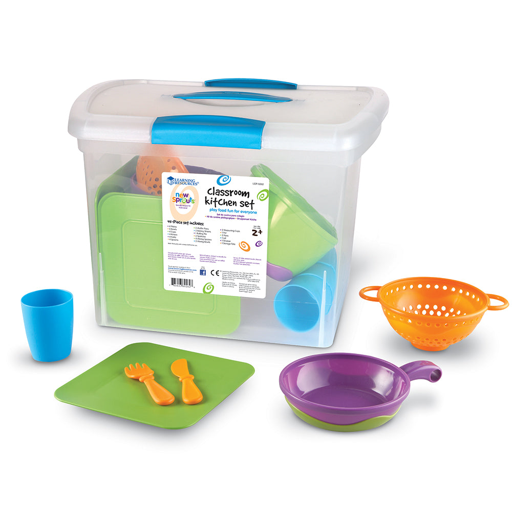 Learning Resources New Sprouts Classroom Kitchen Set, Colorful Pretend Play Kitchen Set for Early Learners, Ideal for Imaginative Play, Ages 2+