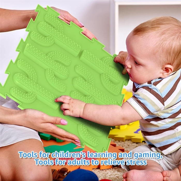 Rainbow Textured Sensory Floor Mats for Kids – Puzzle Massage Play Tiles (6 Pack)