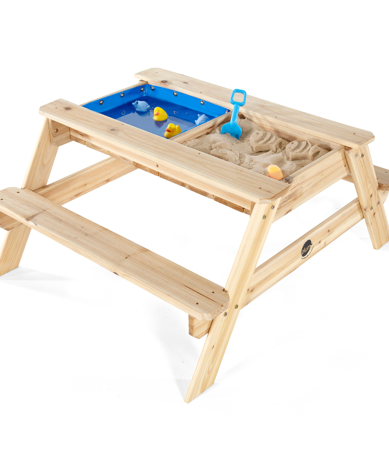 Plum Surfside Wooden Sand and Water Picnic Table, Durable 3 in 1 Table for Outdoor and Backyard Play, Summer Activity Play Table Suitable for Children both Boys and Girls Aged 18 m+