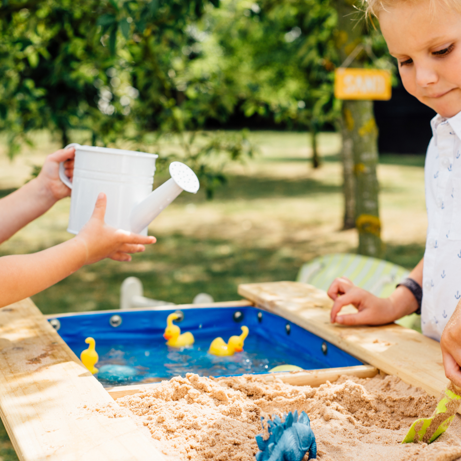 Plum Surfside Wooden Sand and Water Picnic Table, Durable 3 in 1 Table for Outdoor and Backyard Play, Summer Activity Play Table Suitable for Children both Boys and Girls Aged 18 m+