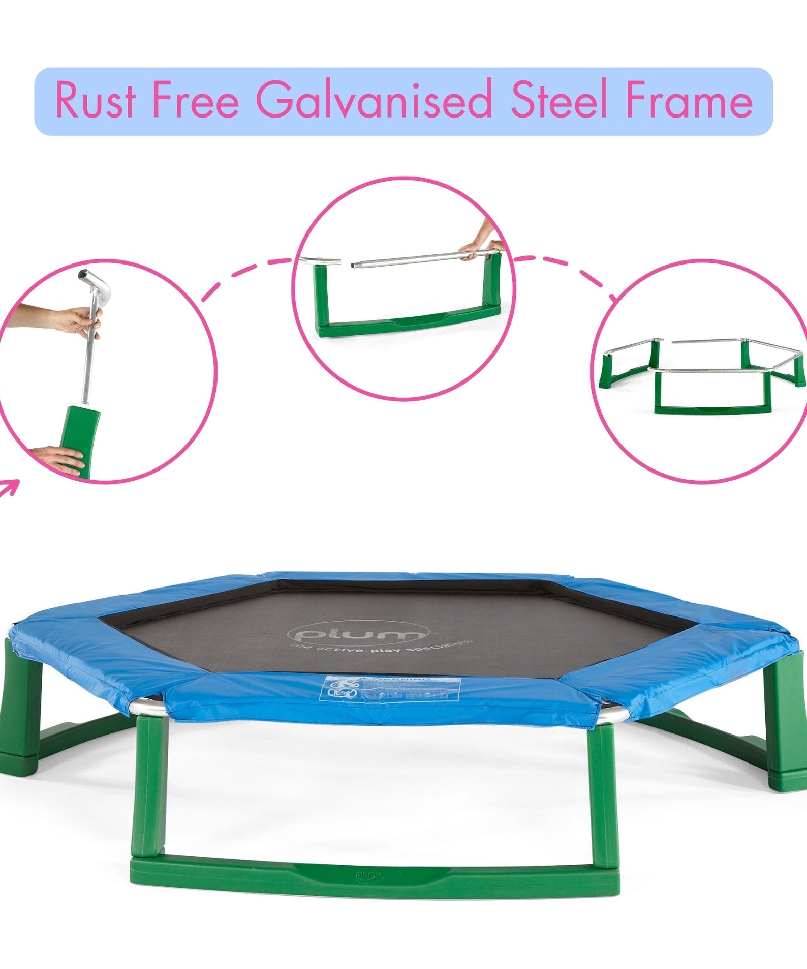 Plum 7ft Junior Jumper Trampoline with Enclosure, Safety Net and Foam Pad Protection, Stable Recreational Outdoor Toy with UV, Rust + Weather Protection, Suitable for Kids 3 Years and Above, Blue