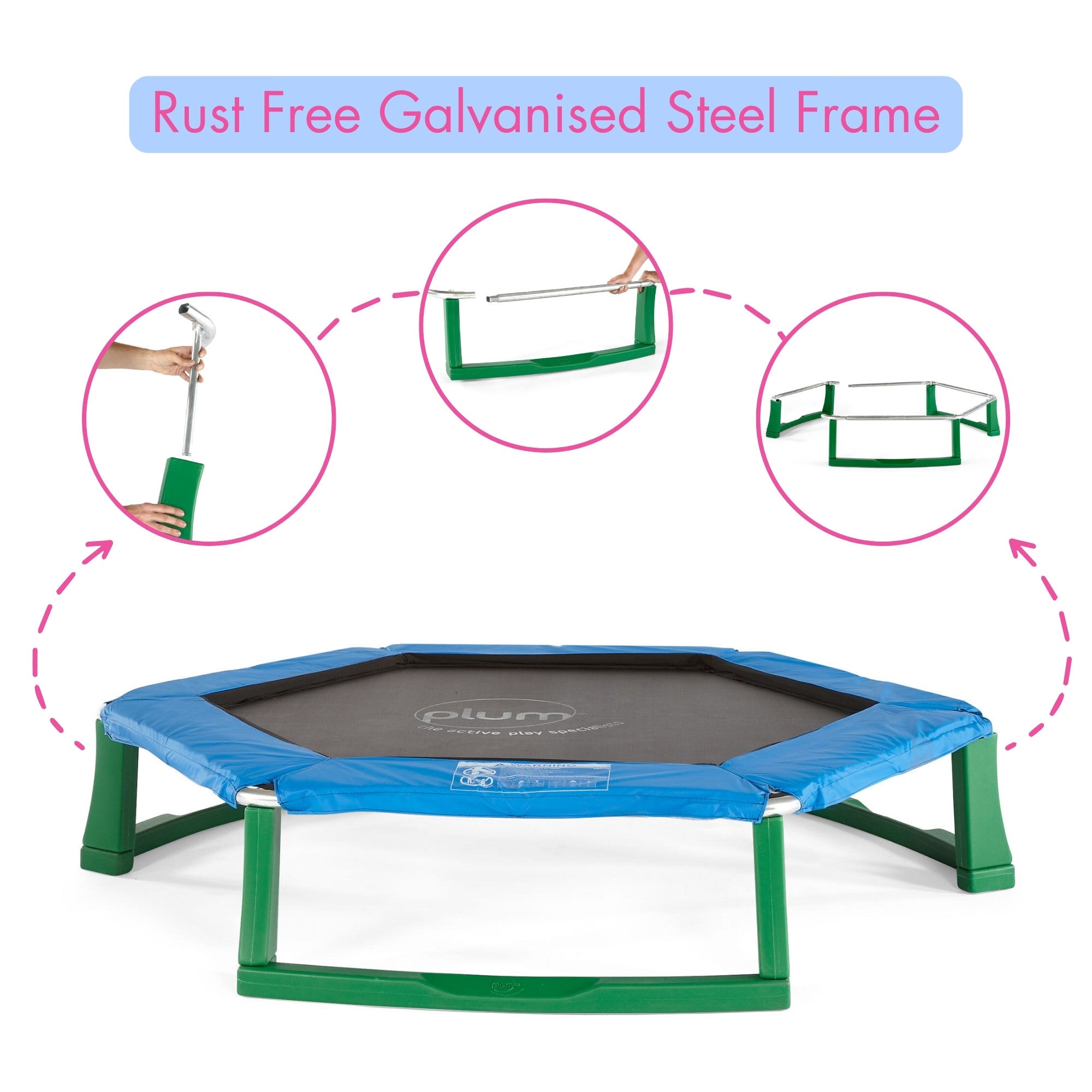 Plum 7ft Junior Jumper Trampoline with Enclosure, Safety Net and Foam Pad Protection, Stable Recreational Outdoor Toy with UV, Rust + Weather Protection, Suitable for Kids 3 Years and Above, Blue