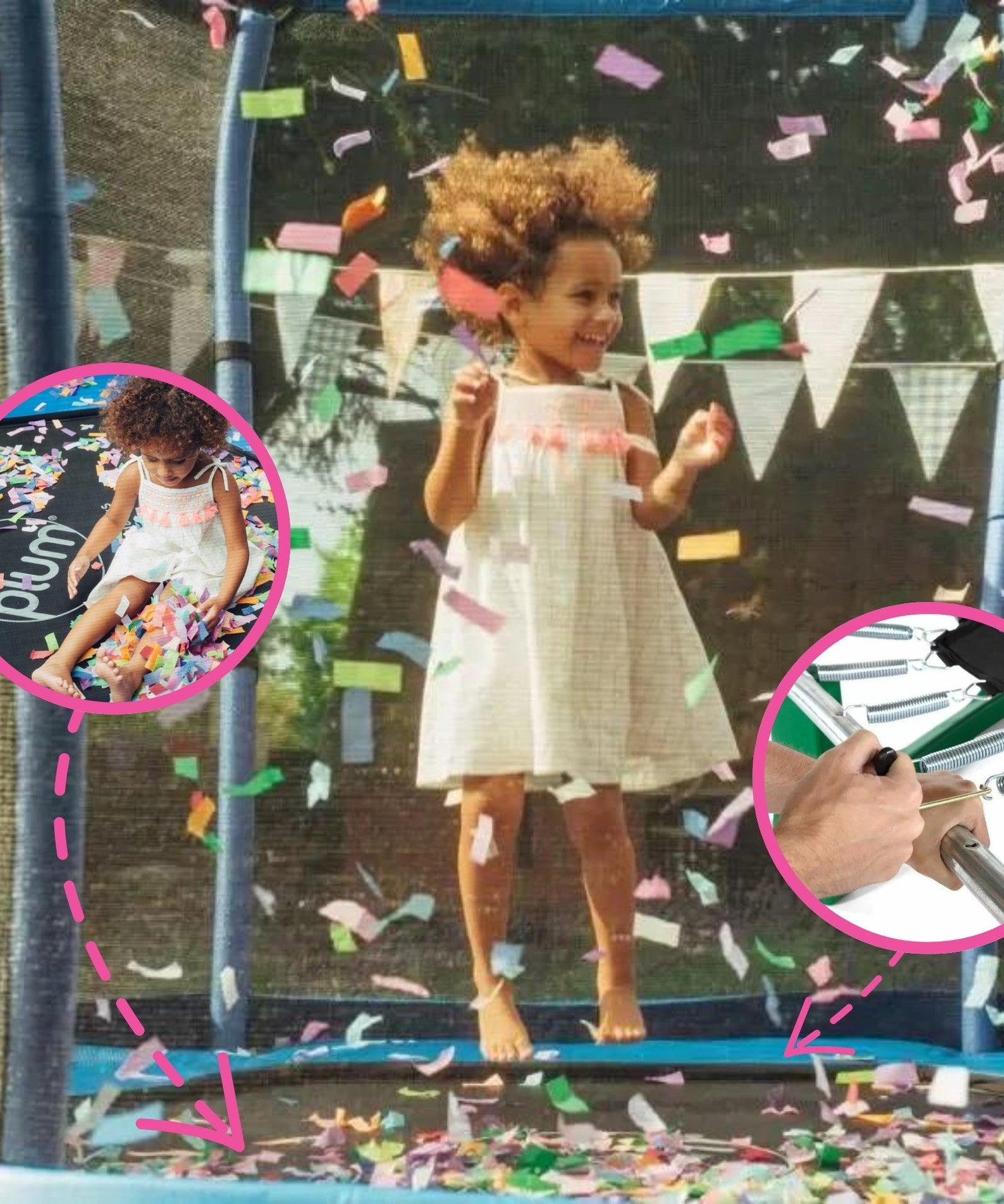 Plum 7ft Junior Jumper Trampoline with Enclosure, Safety Net and Foam Pad Protection, Stable Recreational Outdoor Toy with UV, Rust + Weather Protection, Suitable for Kids 3 Years and Above, Blue