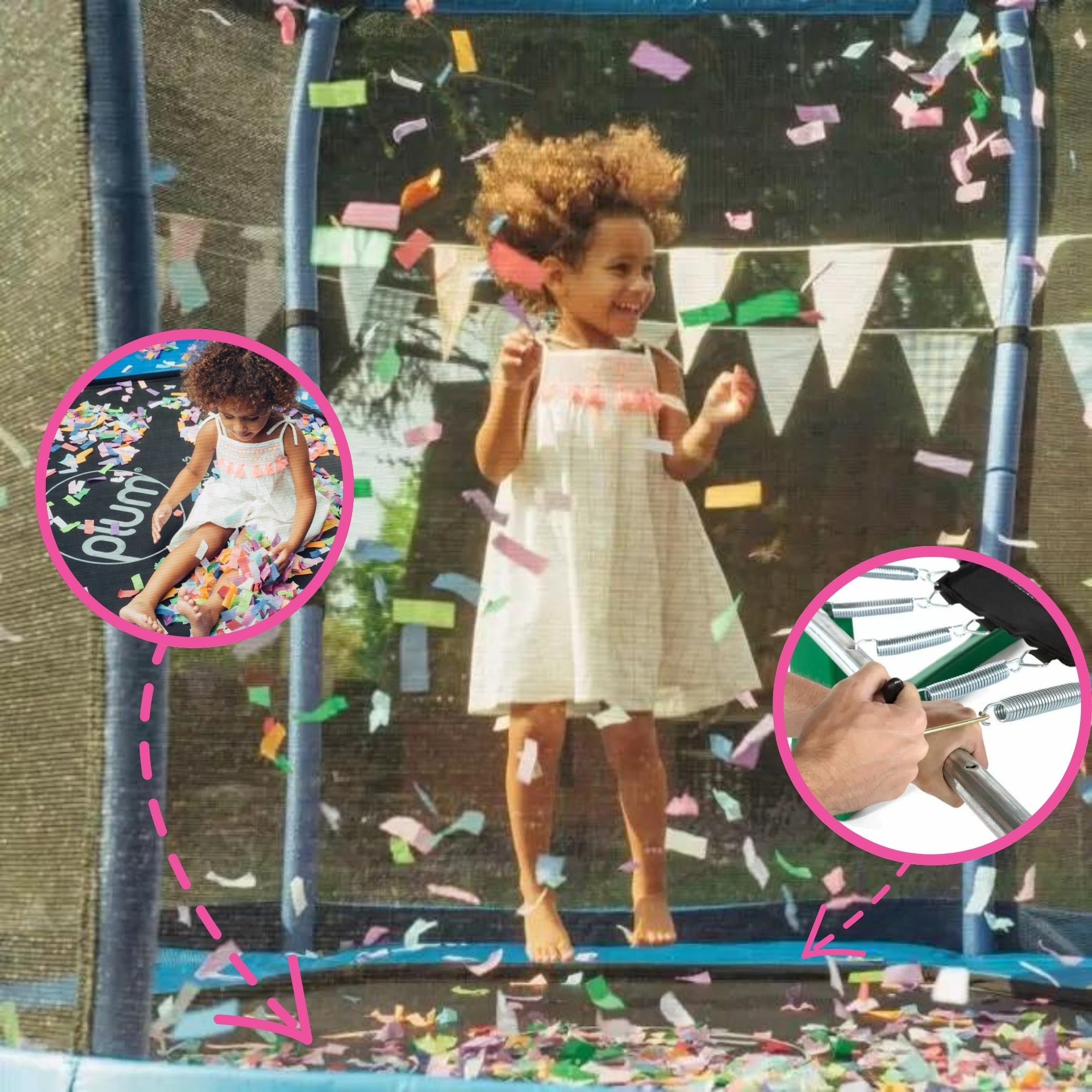 Plum 7ft Junior Jumper Trampoline with Enclosure, Safety Net and Foam Pad Protection, Stable Recreational Outdoor Toy with UV, Rust + Weather Protection, Suitable for Kids 3 Years and Above, Blue