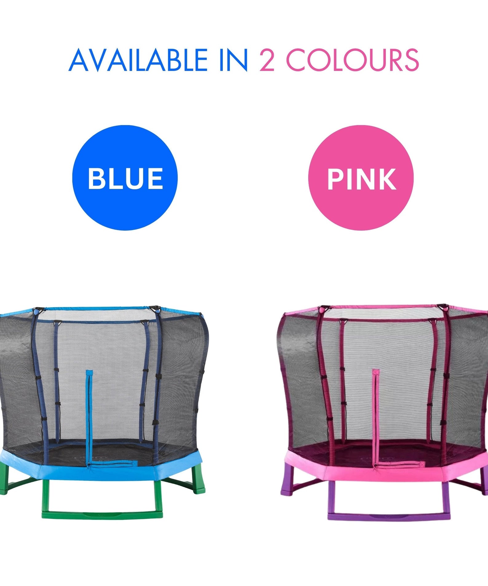 Plum 7ft Junior Jumper Trampoline with Enclosure, Safety Net and Foam Pad Protection, Stable Recreational Outdoor Toy with UV, Rust + Weather Protection, Suitable for Kids 3 Years and Above, Blue