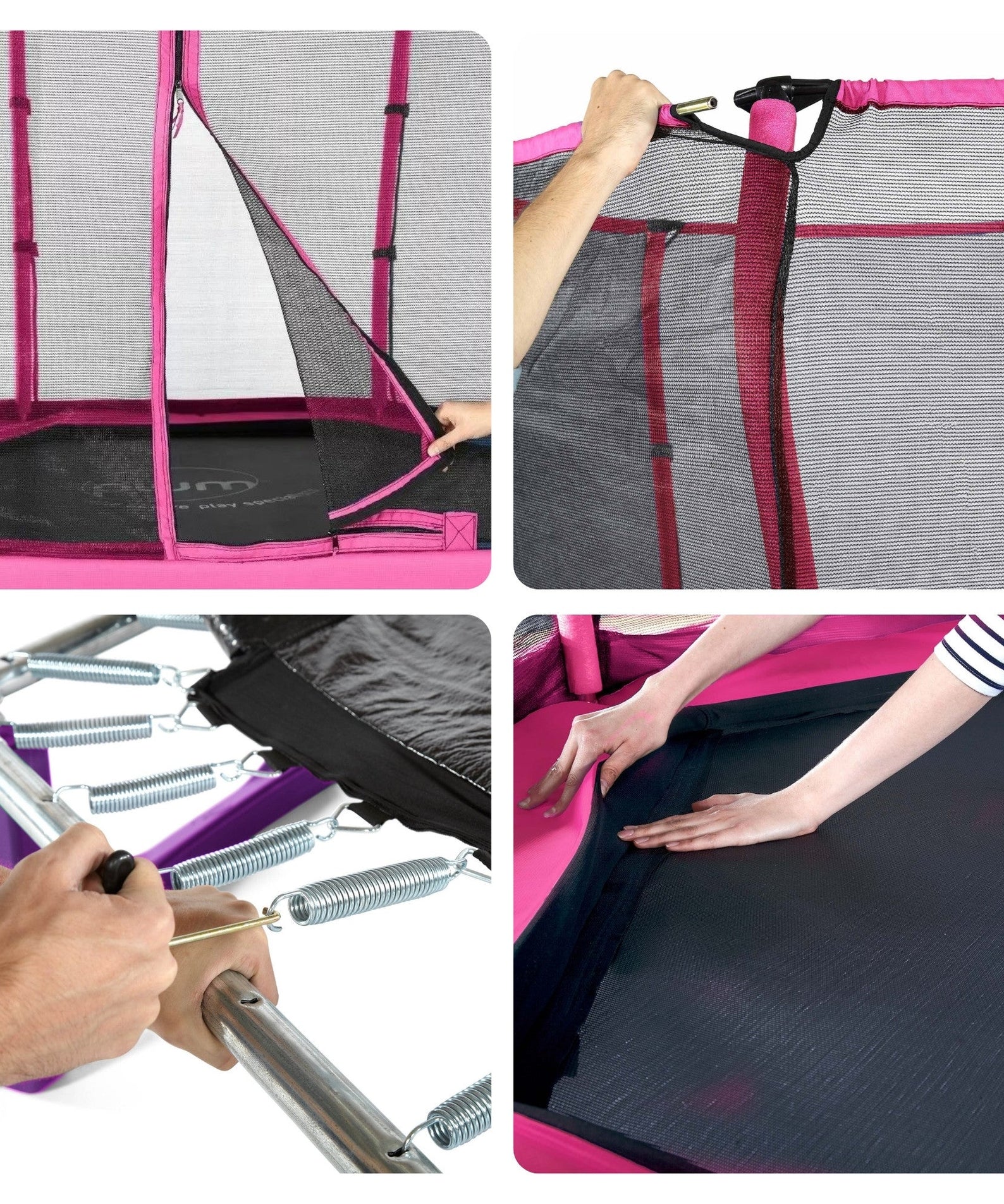 Plum 7ft Junior Jumper Trampoline with Enclosure, Safety Net and Foam Pad Protection, Stable Recreational Outdoor Toy with UV, Rust + Weather Protection, Suitable for Kids 3 Years and Above, Pink