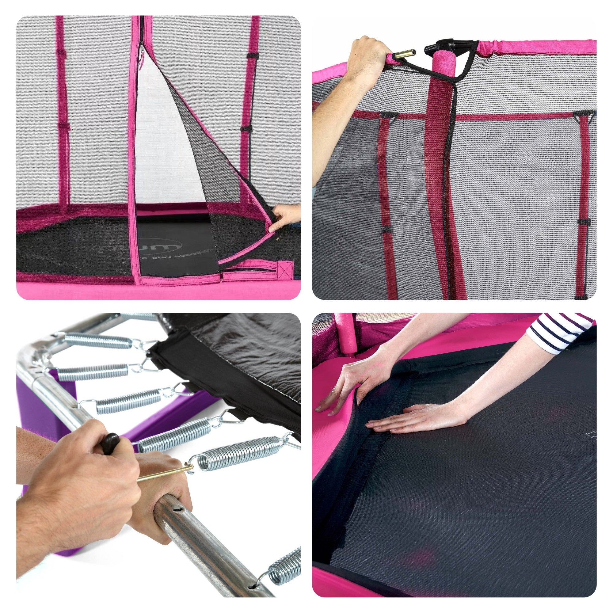 Plum 7ft Junior Jumper Trampoline with Enclosure, Safety Net and Foam Pad Protection, Stable Recreational Outdoor Toy with UV, Rust + Weather Protection, Suitable for Kids 3 Years and Above, Pink