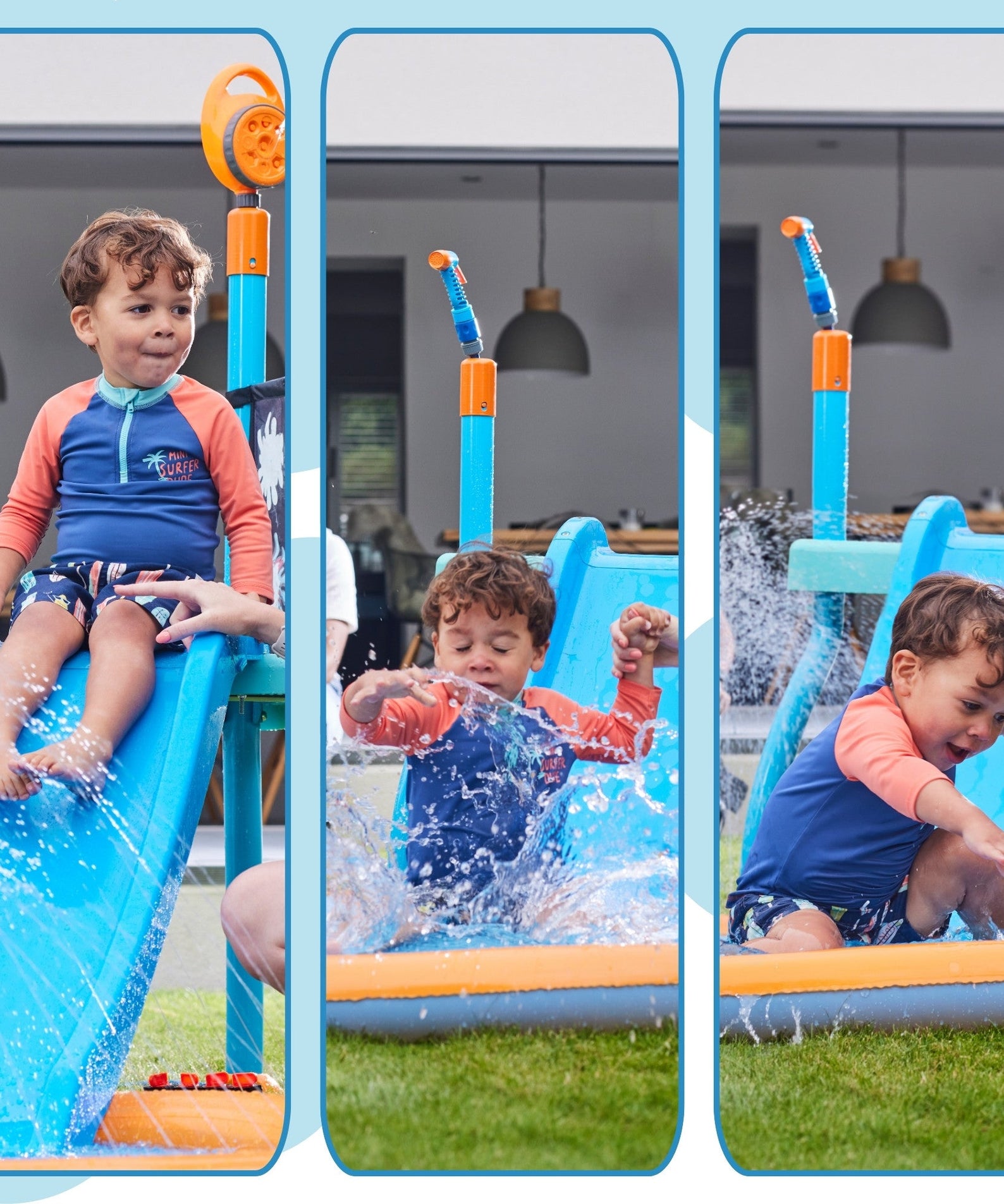 Plum Water Park Splash Station, Summer Outdoor Water Play Backyard Toy with 4ft Water Slide, Splash Pad, Bubble Blower, Revealing Wall and Water Sprinkler Accessories, Suitable for Children 3 Years +