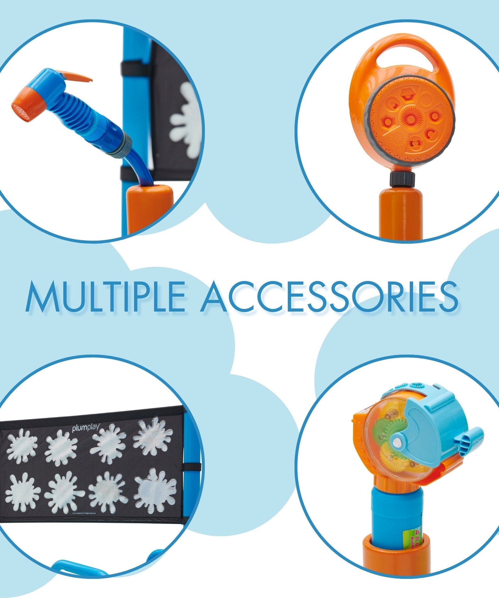 Plum Water Park Splash Station, Summer Outdoor Water Play Backyard Toy with 4ft Water Slide, Splash Pad, Bubble Blower, Revealing Wall and Water Sprinkler Accessories, Suitable for Children 3 Years +