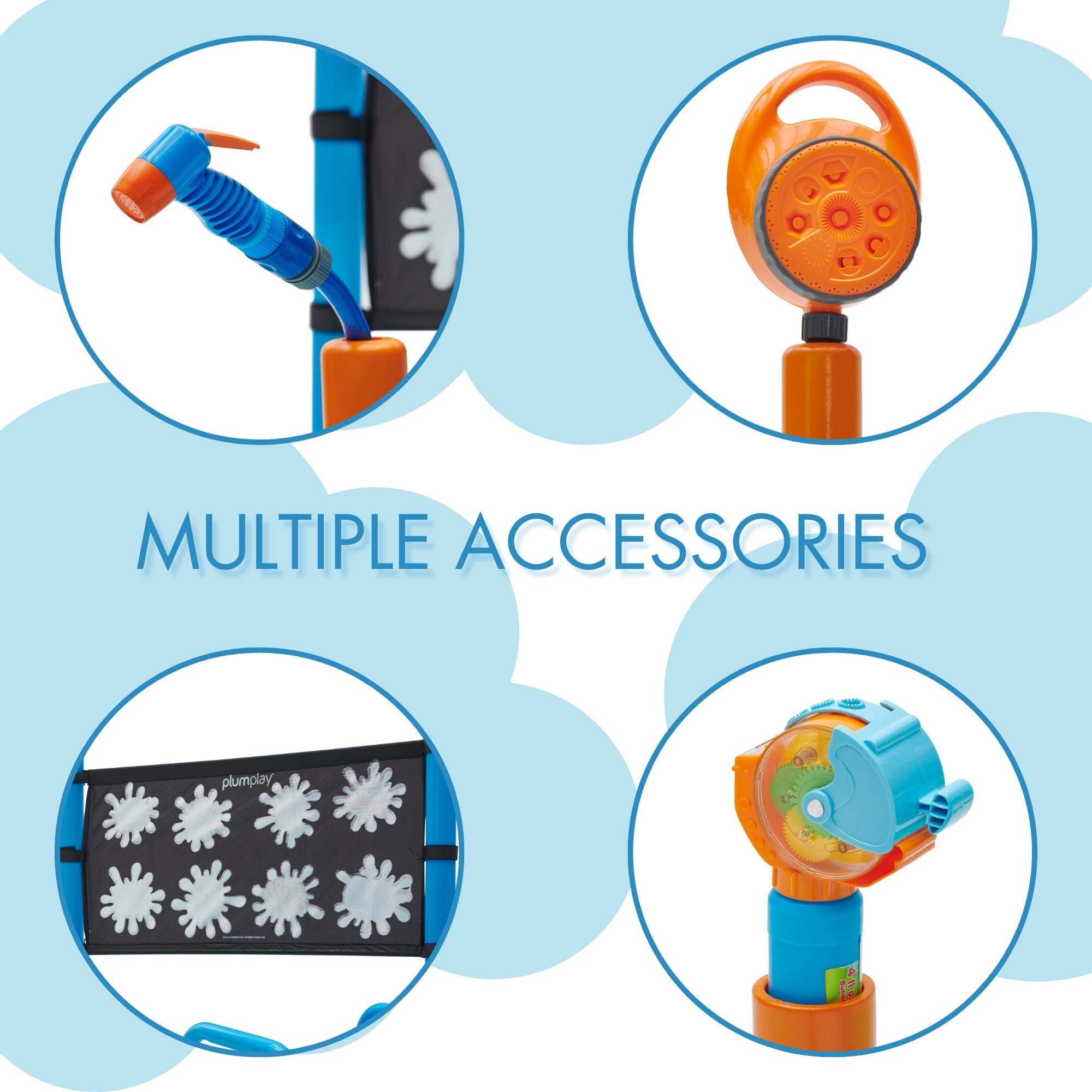 Plum Water Park Splash Station, Summer Outdoor Water Play Backyard Toy with 4ft Water Slide, Splash Pad, Bubble Blower, Revealing Wall and Water Sprinkler Accessories, Suitable for Children 3 Years +