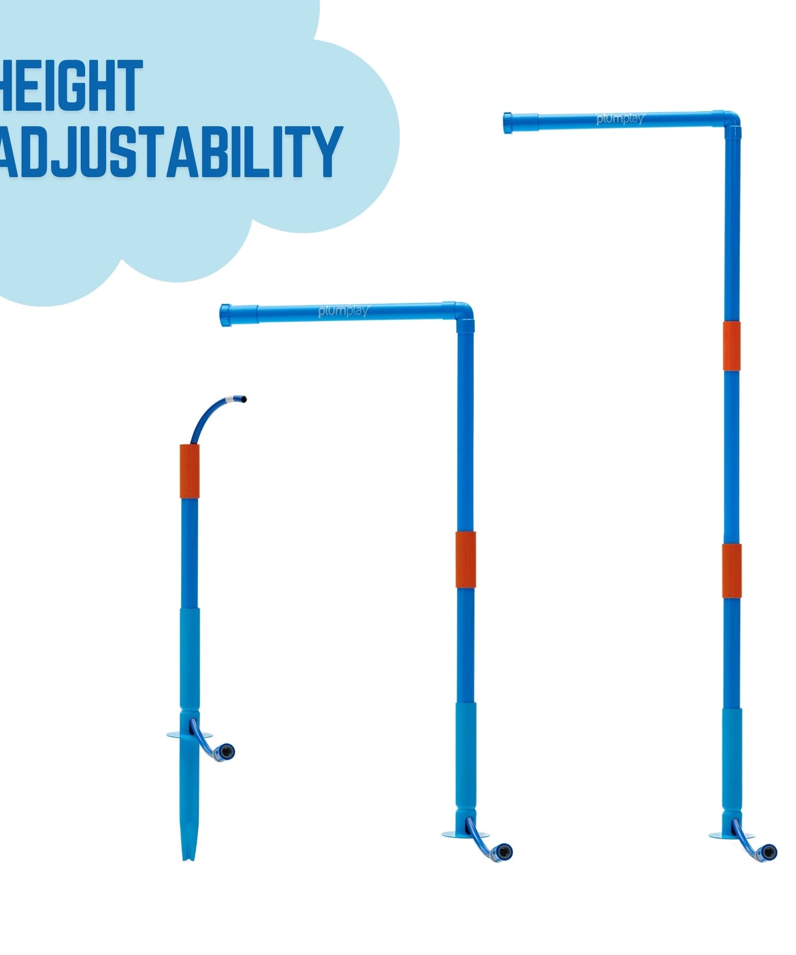 Plum Water Park Rain Wall with Height Adjustable Pole, Convenient and Easy to Store Summer Outdoor Water Play Backyard Toy, Suitable for Children 3 Years +, Blue