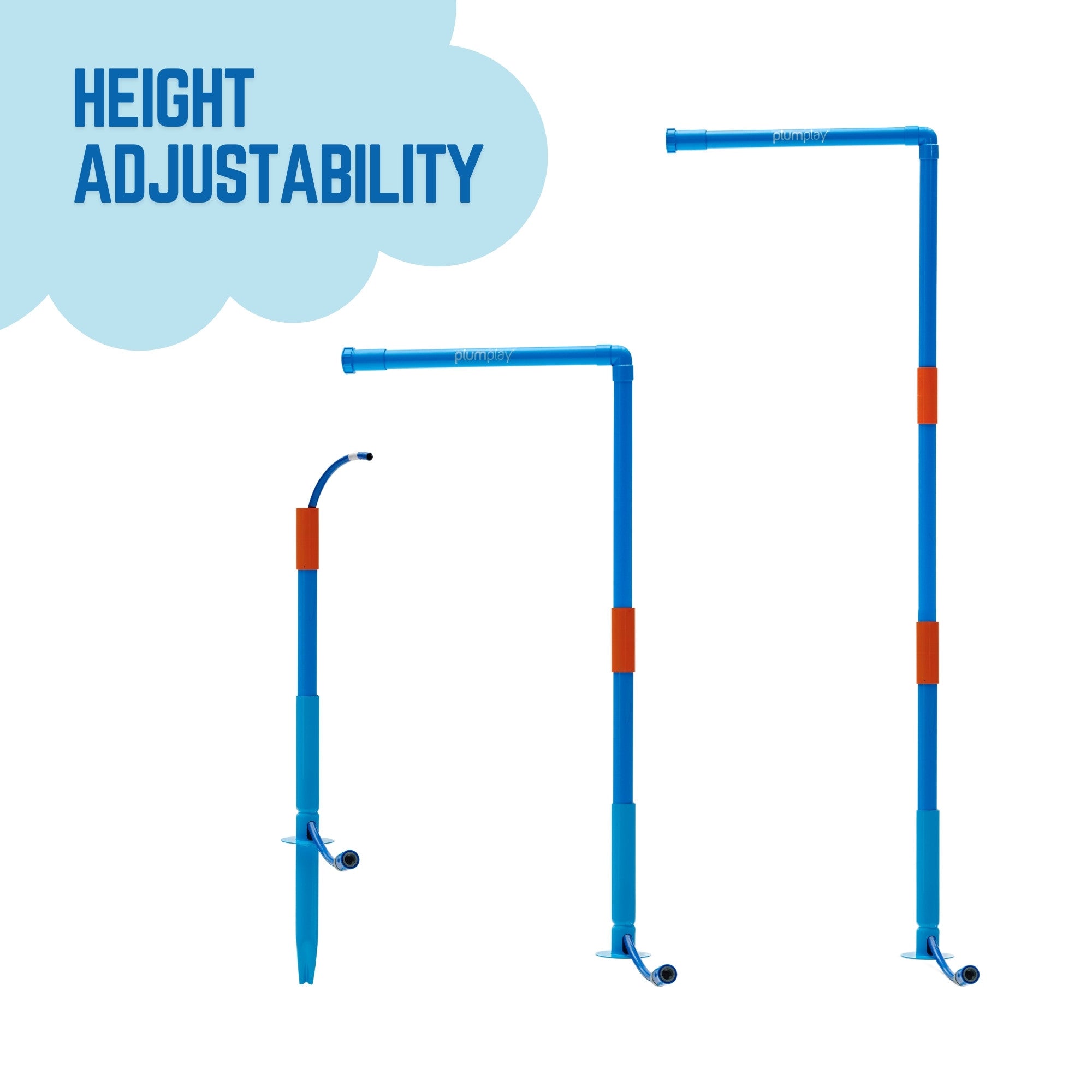 Plum Water Park Rain Wall with Height Adjustable Pole, Convenient and Easy to Store Summer Outdoor Water Play Backyard Toy, Suitable for Children 3 Years +, Blue