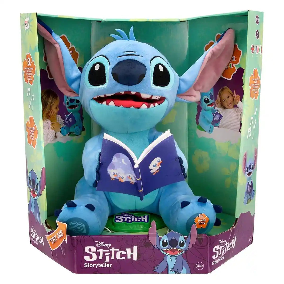 Disney Stitch Storyteller Interactive Plush Toy, Electronic Talking & Singing Plush with 8 Songs and Stories, Kids 0-3 Years