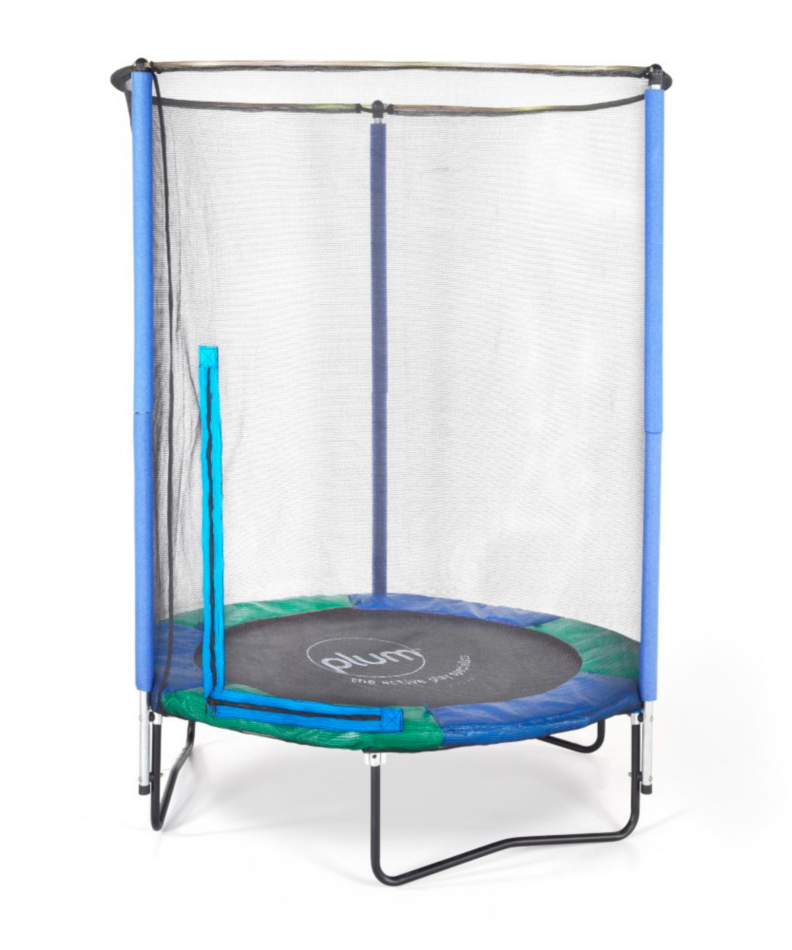 Plum 4ft Junior Springsafe Jumper Trampoline with Enclosure Safety Net and Foam Pad Protection, Stable Recreational Outdoor Toy with Rust Protection, Suitable for Kids 3 Years and Above, Blue / Pink