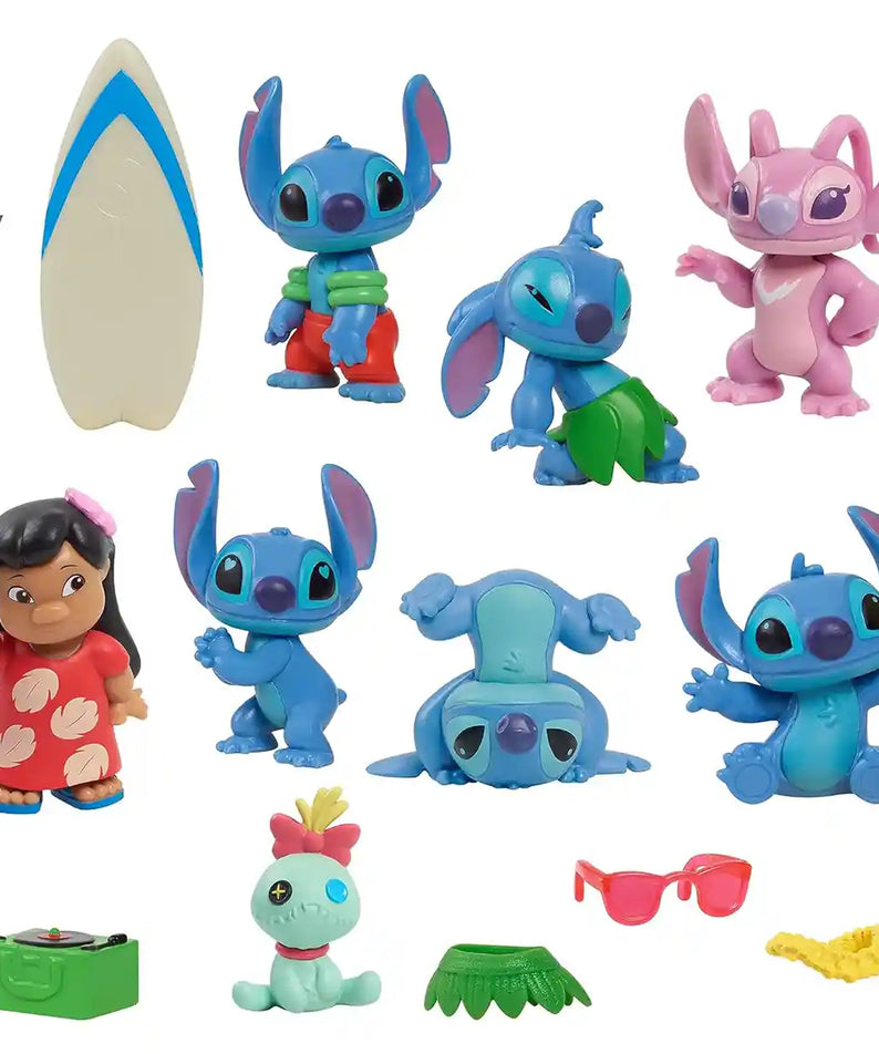 Just Play Disney Lilo & Stitch Deluxe 13-Piece Figure Set, Includes Lilo, Stitch, Scrump, Angel & Accessories, Officially Licensed Kids Toy for Ages 3+