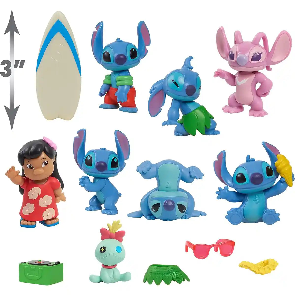 Just Play Disney Lilo & Stitch Deluxe 13-Piece Figure Set, Includes Lilo, Stitch, Scrump, Angel & Accessories, Officially Licensed Kids Toy for Ages 3+
