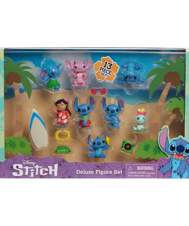 Just Play Disney Lilo & Stitch Deluxe 13-Piece Figure Set, Includes Lilo, Stitch, Scrump, Angel & Accessories, Officially Licensed Kids Toy for Ages 3+