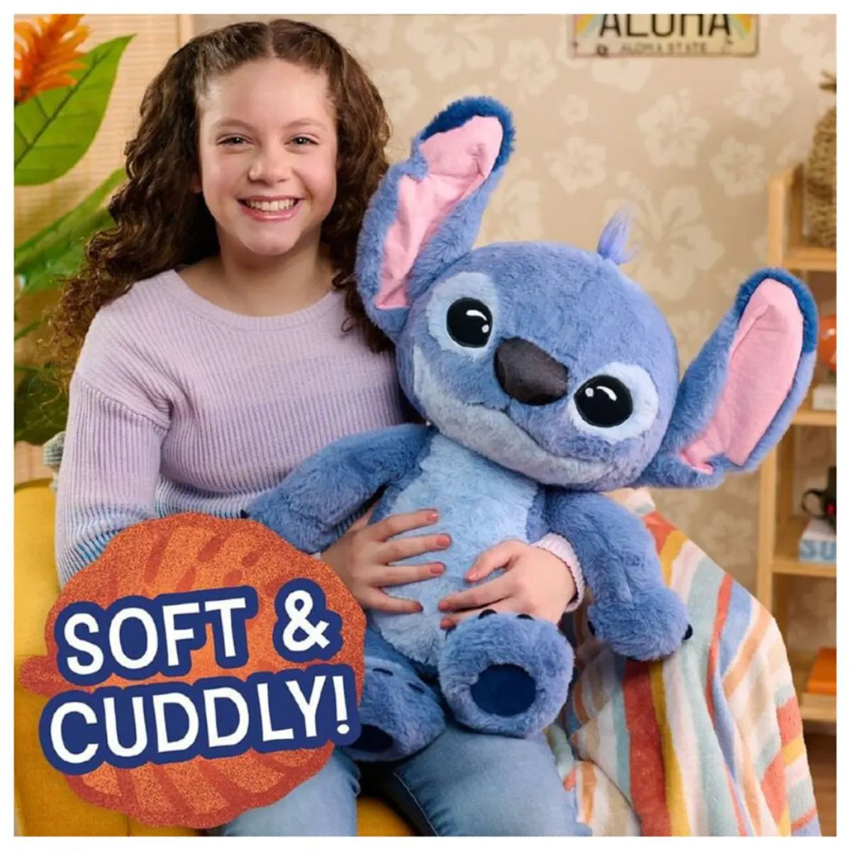 Just Play Disney Stitch Giant 24-Inch Plush Toy, Ultra-Soft Live Action Hugging Stuffed Animal for Kids
