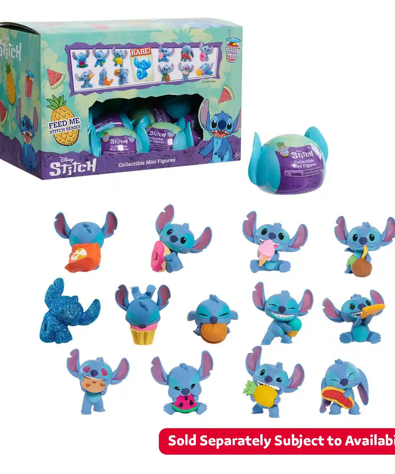 Just Play Disney Stitch Collectible Mini Figure Feed Me, Assorted, 2-Inch Toy, Lilo & Stitch Figure for Kids Ages 3+