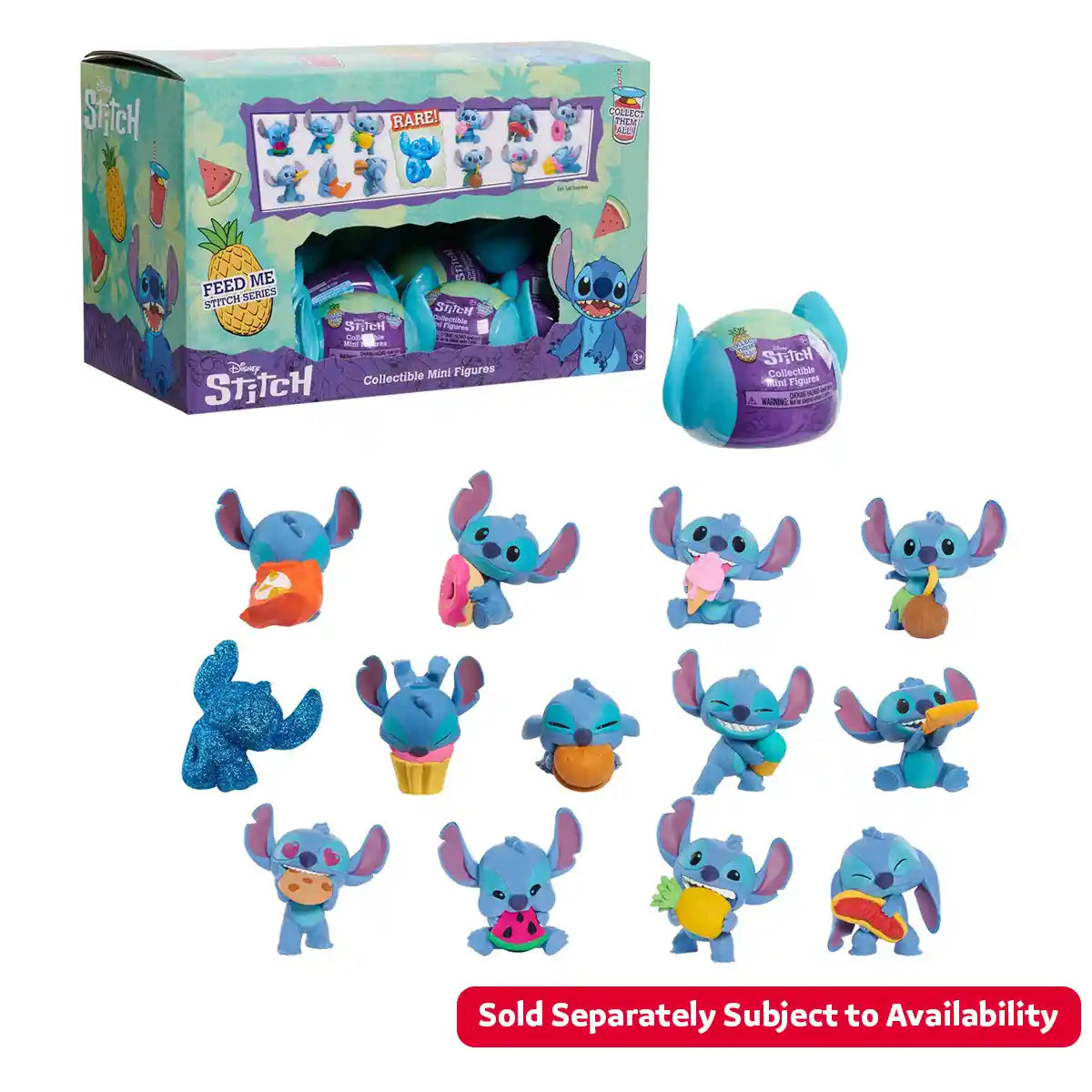Just Play Disney Stitch Collectible Mini Figure Feed Me, Assorted, 2-Inch Toy, Lilo & Stitch Figure for Kids Ages 3+