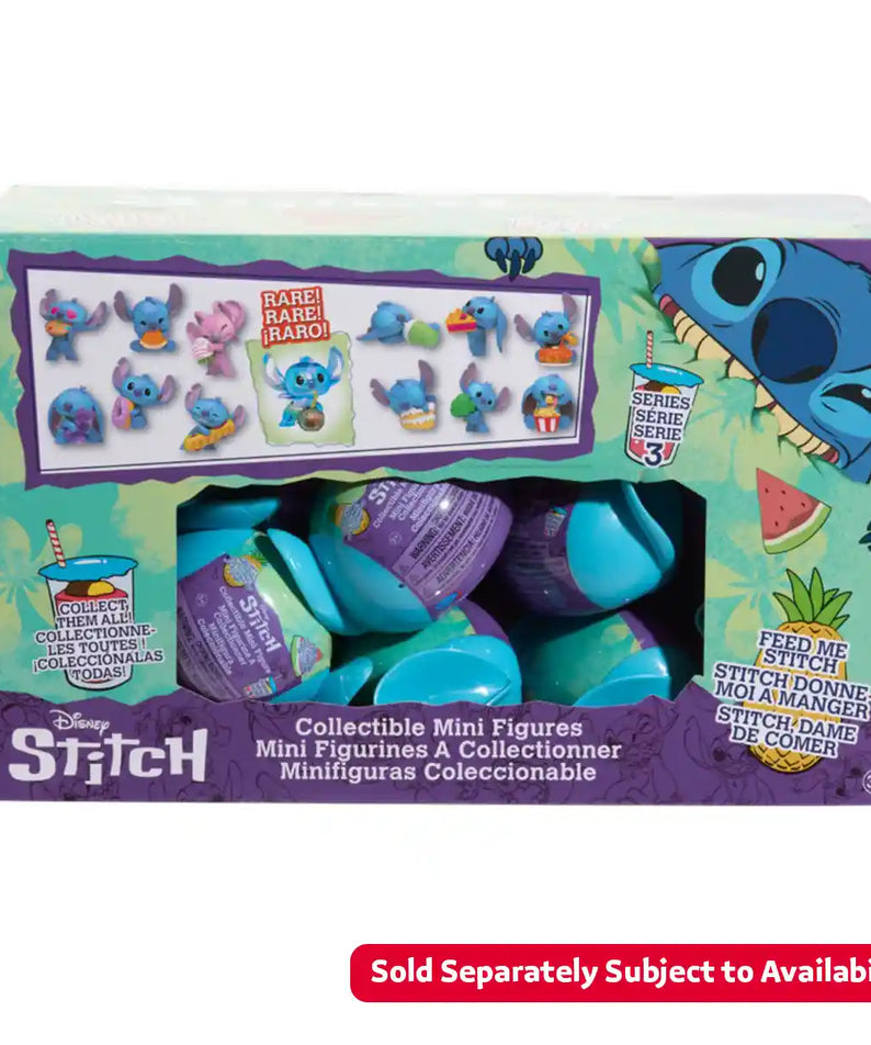 Just Play Disney Stitch Collectible Mini Figure Feed Me, Assorted, 2-Inch Toy, Lilo & Stitch Figure for Kids Ages 3+
