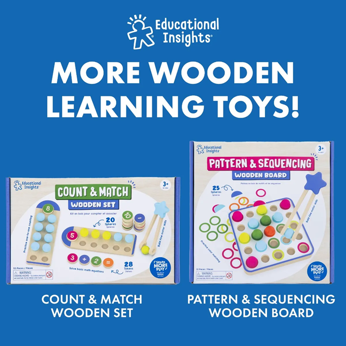 Educational Insights Count & Match Wooden Set – Number Matching & Sorting Activity (Ages 3+)