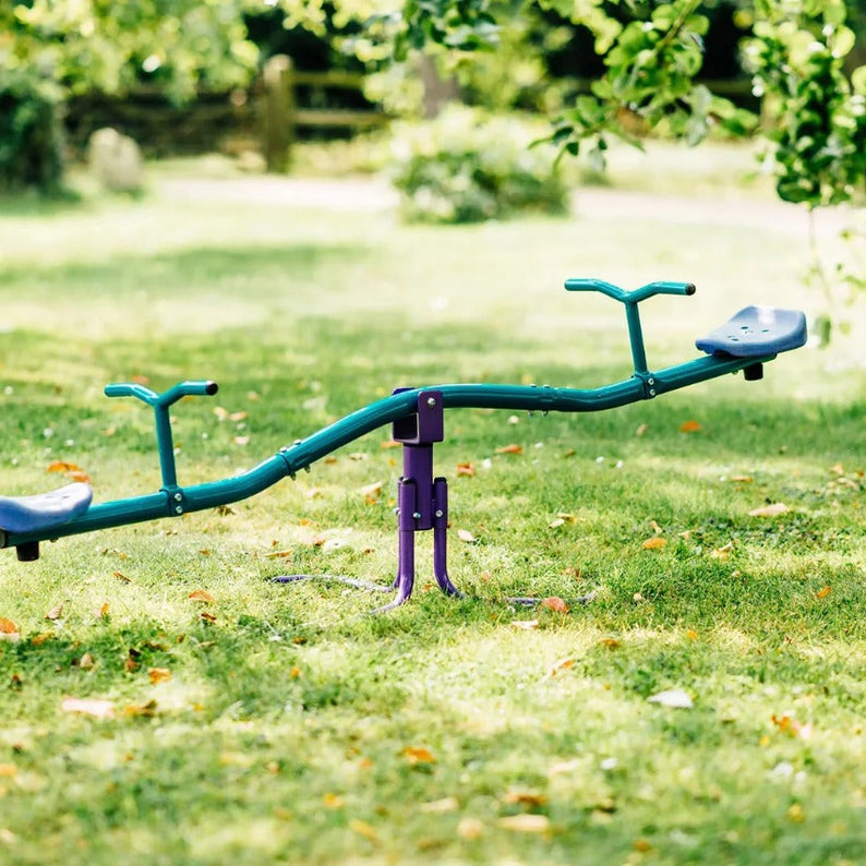 Plum Rotating Metal See Saw, 360° Rotation, Easy to Assemble Sturdy Metal Frame Design with 50kg Maximum Weight Capacity, Outdoor Toy Suitable for Children both Boys and Girls Aged 3 years and Above