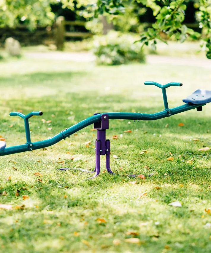 Plum Rotating Metal See Saw, 360° Rotation, Easy to Assemble Sturdy Metal Frame Design with 50kg Maximum Weight Capacity, Outdoor Toy Suitable for Children both Boys and Girls Aged 3 years and Above