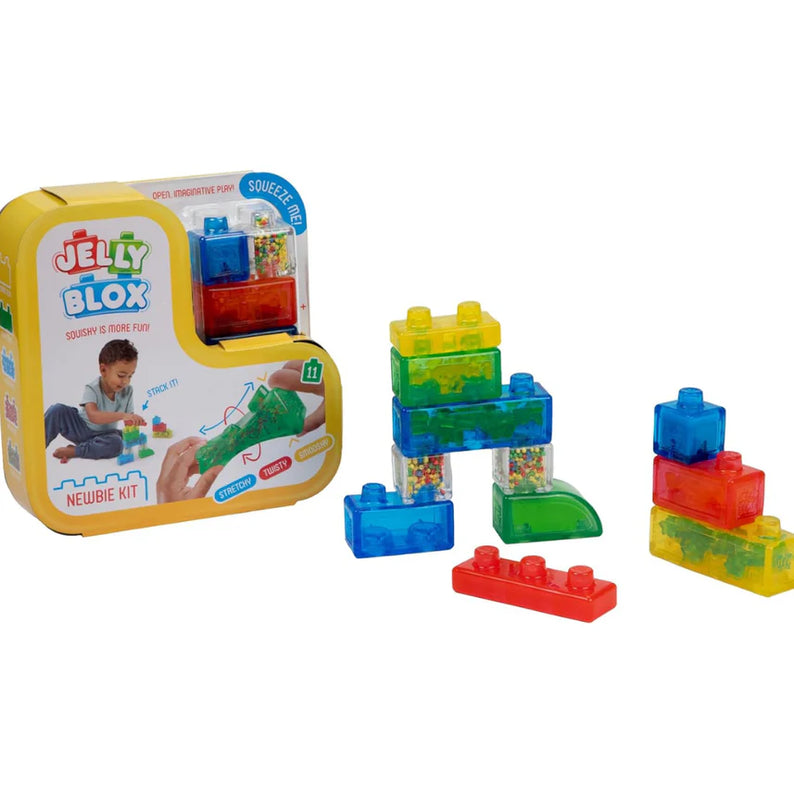 Goliath Jelly Blox Newbie Kit, 11 Piece Toddler & Preschool Building Blocks, Ouch-Free Tactile & Sensory Play Fidget Toy, Stackable, Squishable & Stretchable Blocks Suitable for Boys & Girls Aged 2+