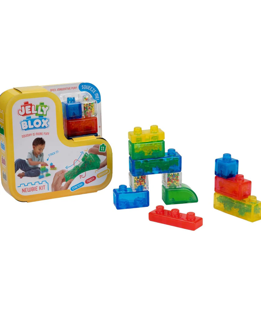 Goliath Jelly Blox Newbie Kit, 11 Piece Toddler & Preschool Building Blocks, Ouch-Free Tactile & Sensory Play Fidget Toy, Stackable, Squishable & Stretchable Blocks Suitable for Boys & Girls Aged 2+
