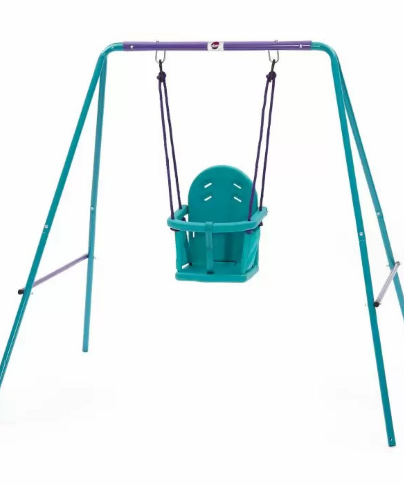 Plum 2 in 1 Metal Swing Set, Outdoor Swing with Height Adjustability and Interchangeable Seats, 50kg Weight Capacity, Suitable for Children both Boys and Girls Aged 12 Months and Above, Blue