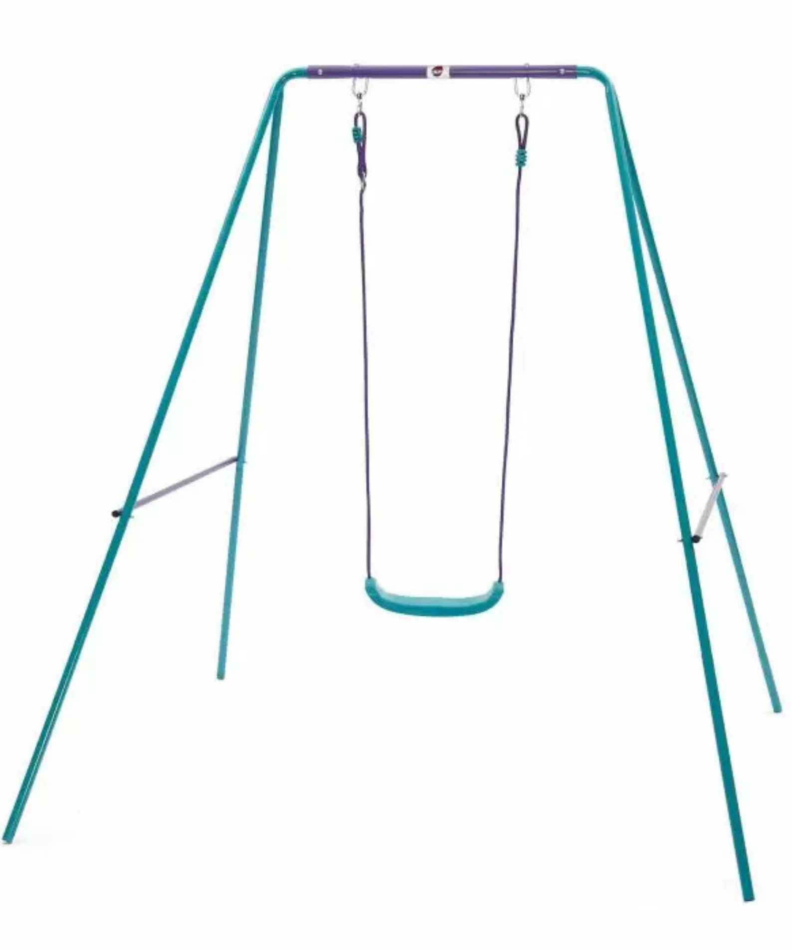 Plum 2 in 1 Metal Swing Set, Outdoor Swing with Height Adjustability and Interchangeable Seats, 50kg Weight Capacity, Suitable for Children both Boys and Girls Aged 12 Months and Above, Blue