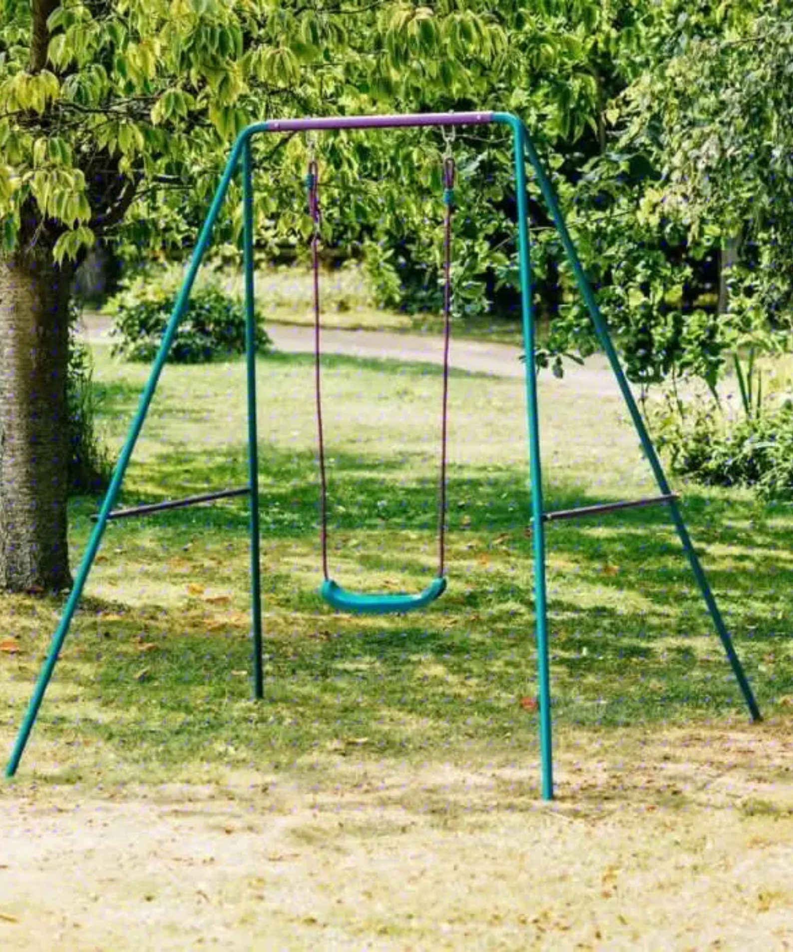 Plum 2 in 1 Metal Swing Set, Outdoor Swing with Height Adjustability and Interchangeable Seats, 50kg Weight Capacity, Suitable for Children both Boys and Girls Aged 12 Months and Above, Blue