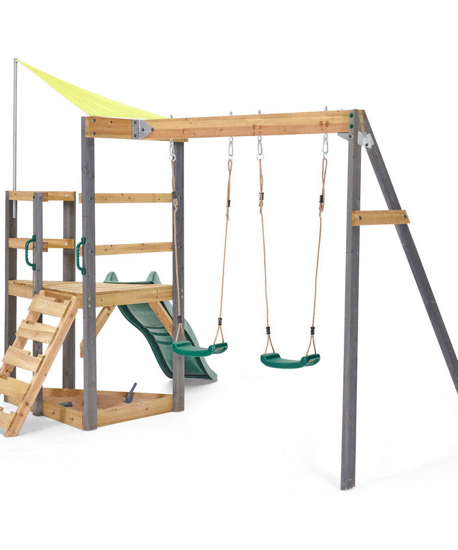 Plum Barbary Wooden Playcentre with Swing and Slide Outdoor Playground Backyward Toy with 50kg Weight Capacity per Seat, Suitable for Children both Boys and Girls Aged 3 years and Above
