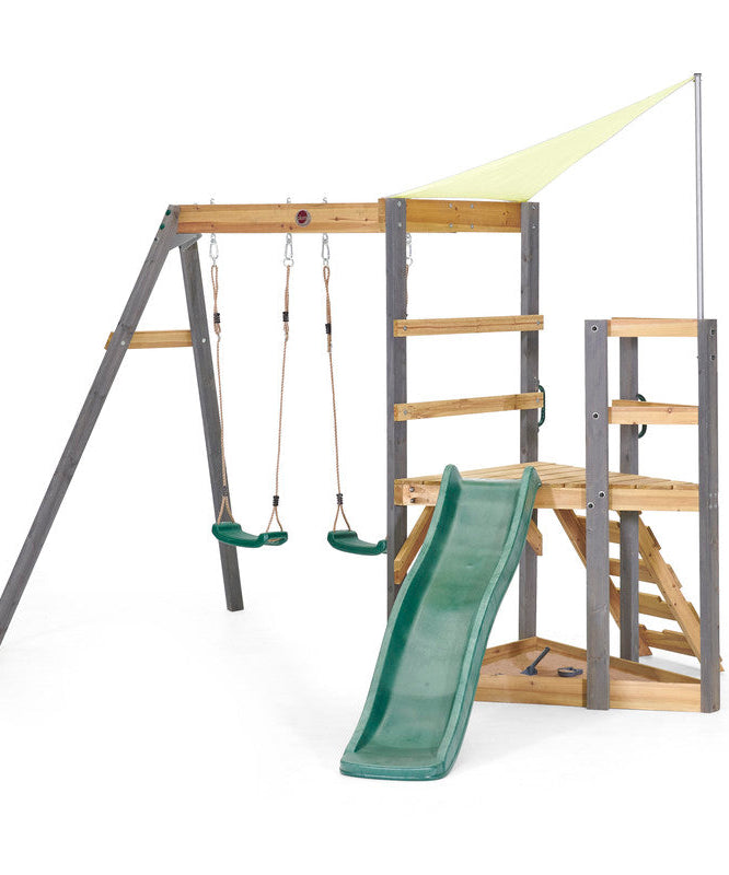 Plum Barbary Wooden Playcentre with Swing and Slide Outdoor Playground Backyward Toy with 50kg Weight Capacity per Seat, Suitable for Children both Boys and Girls Aged 3 years and Above