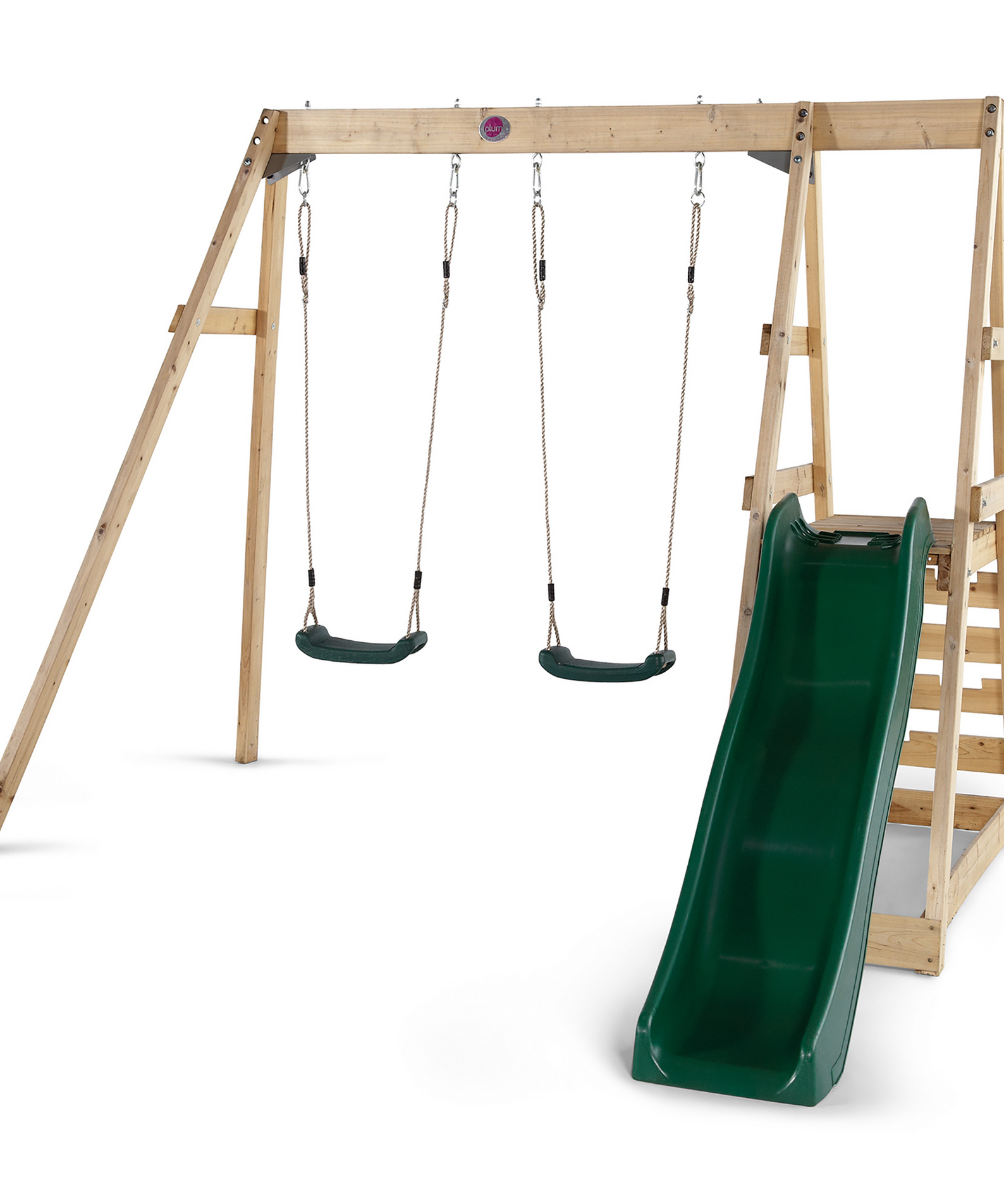 Plum Tamarin Wooden Climbing Frame with Swing and 6ft Slide, Outdoor Playground Backyward Toy with 50kg Weight Capacity per Seat, Suitable for Children both Boys and Girls Aged 3 years and Above