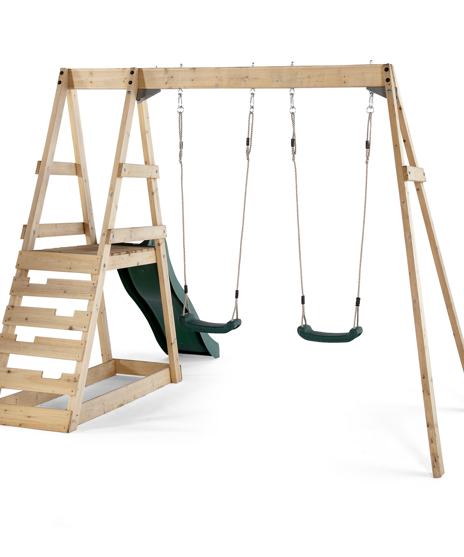 Plum Tamarin Wooden Climbing Frame with Swing and 6ft Slide, Outdoor Playground Backyward Toy with 50kg Weight Capacity per Seat, Suitable for Children both Boys and Girls Aged 3 years and Above