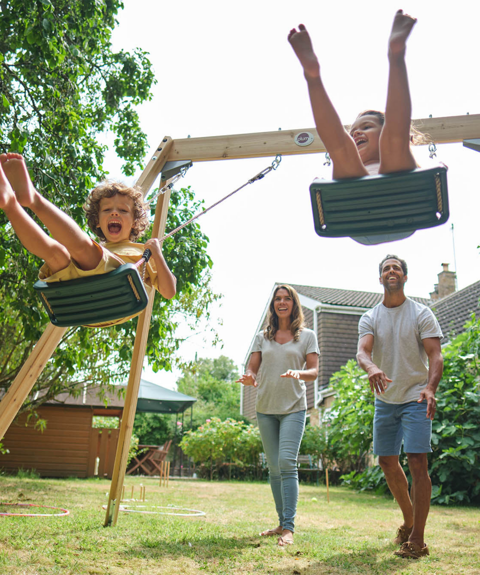 Plum Tamarin Wooden Climbing Frame with Swing and 6ft Slide, Outdoor Playground Backyward Toy with 50kg Weight Capacity per Seat, Suitable for Children both Boys and Girls Aged 3 years and Above