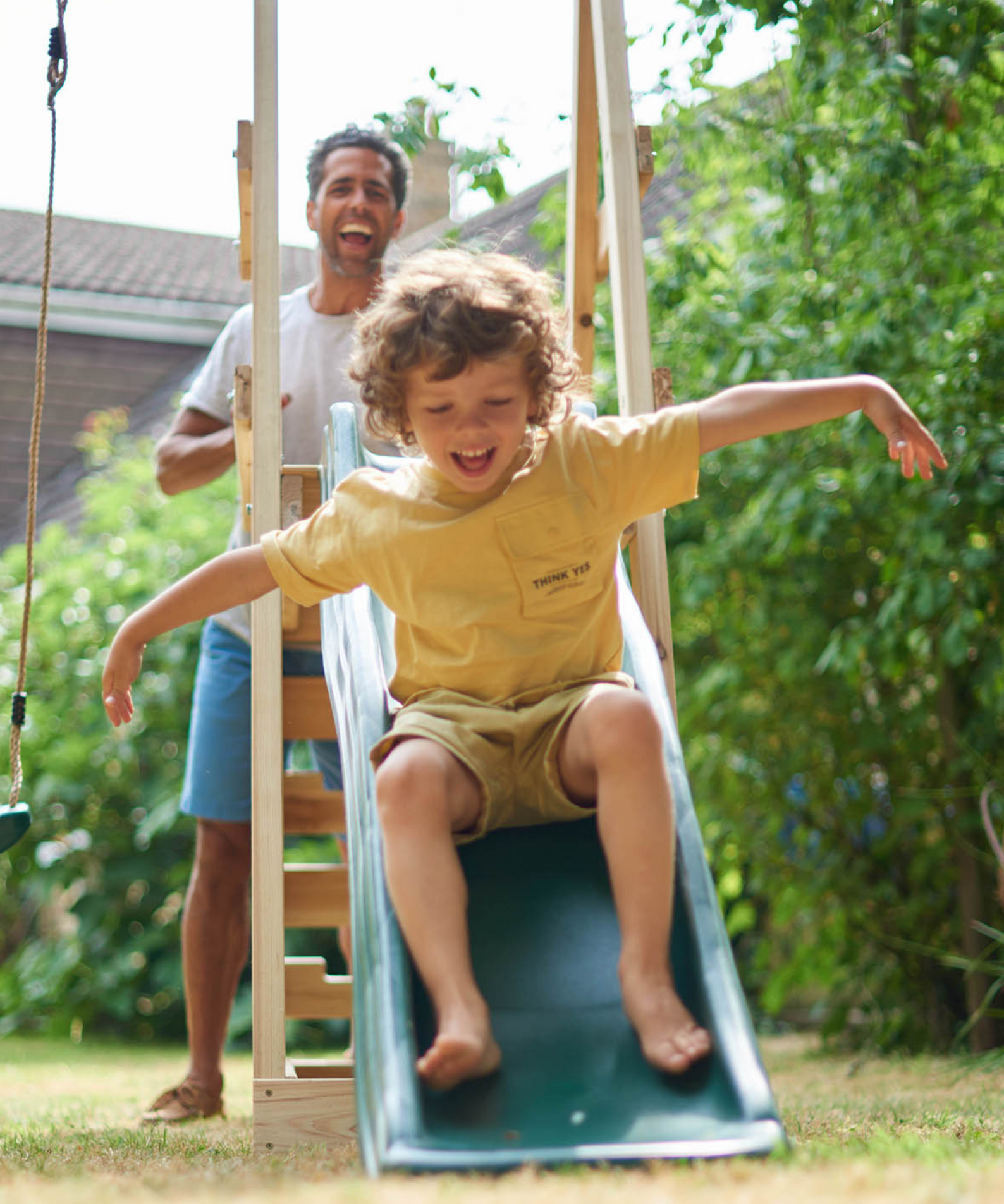 Plum Tamarin Wooden Climbing Frame with Swing and 6ft Slide, Outdoor Playground Backyward Toy with 50kg Weight Capacity per Seat, Suitable for Children both Boys and Girls Aged 3 years and Above