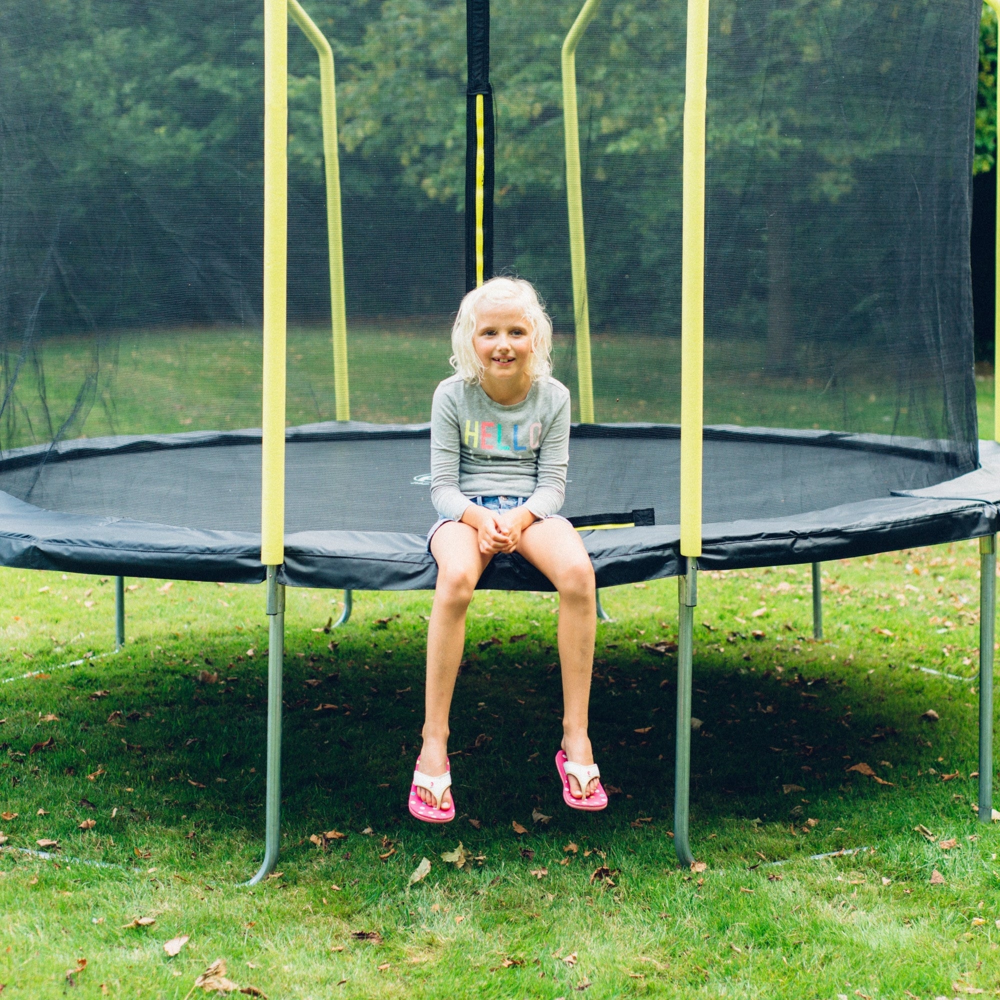 Plum 8ft Springsafe Jumper Trampoline with Enclosure, Safety Net and Foam Pad Protection, Stable Recreational Outdoor Toy with UV, Rust + Weather Protection, Suitable for Kids 6 Years and Above