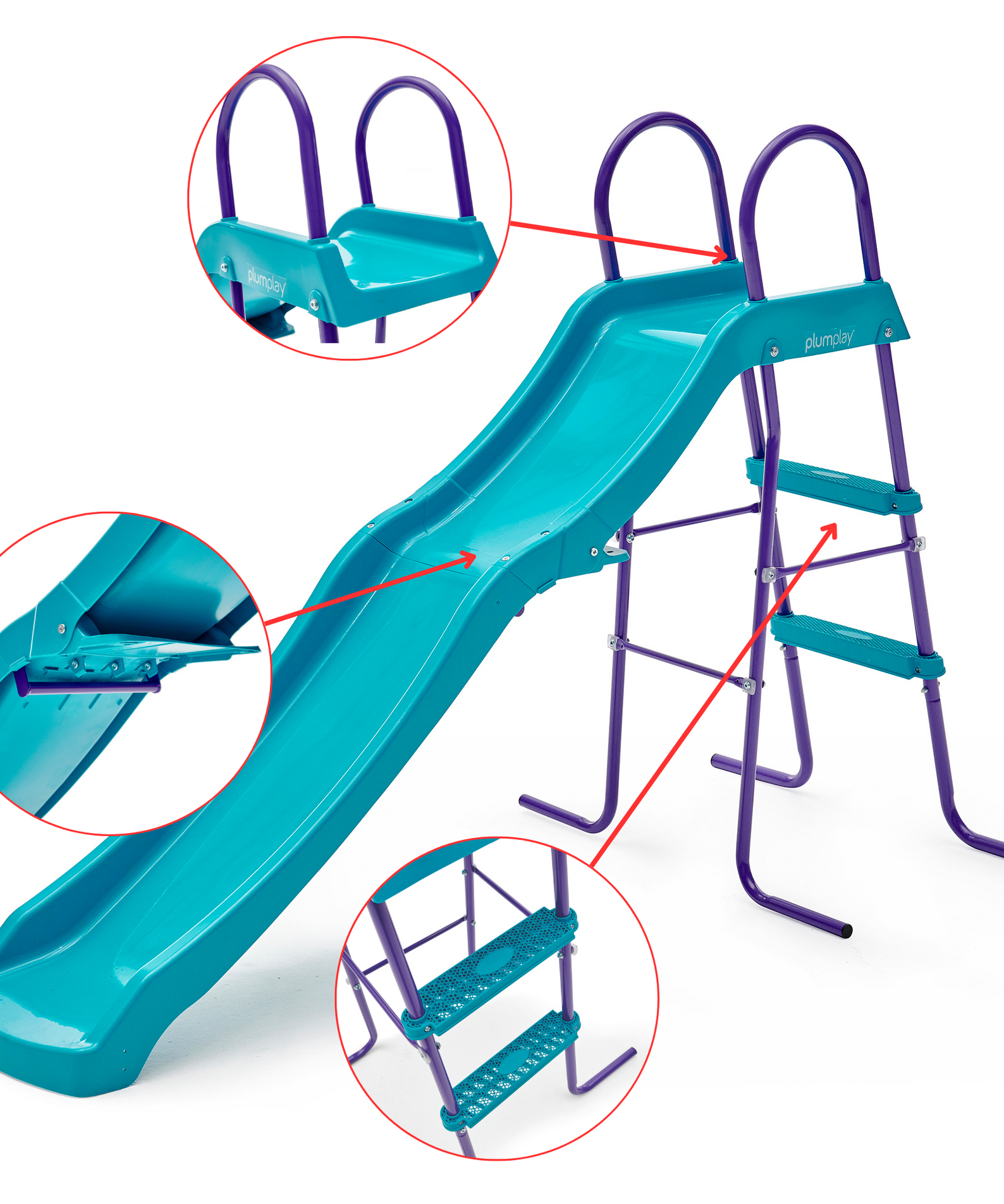 Plum Haumea 6ft Freestanding Slide with Ladder, Easy to Assemble Sturdy Metal Frame with 50kg Maximum Weight Capacity, Outdoor Garden Slide Suitable for Boys and Girls Aged 3 years and Above, Blue