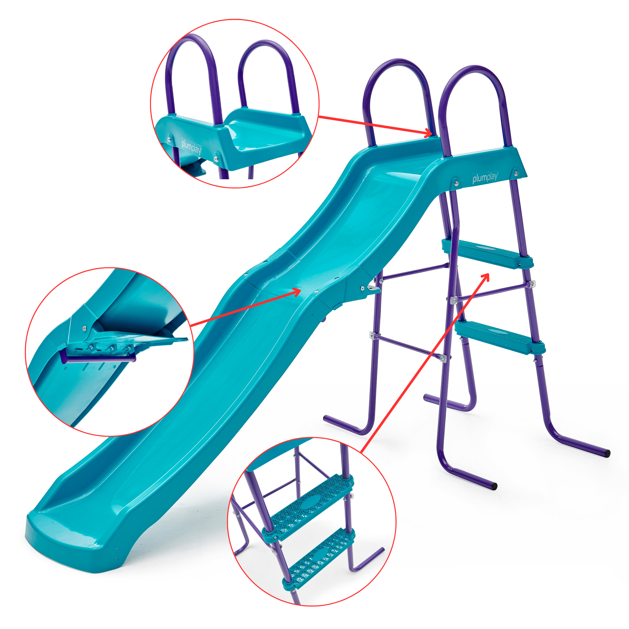 Plum Haumea 6ft Freestanding Slide with Ladder, Easy to Assemble Sturdy Metal Frame with 50kg Maximum Weight Capacity, Outdoor Garden Slide Suitable for Boys and Girls Aged 3 years and Above, Blue