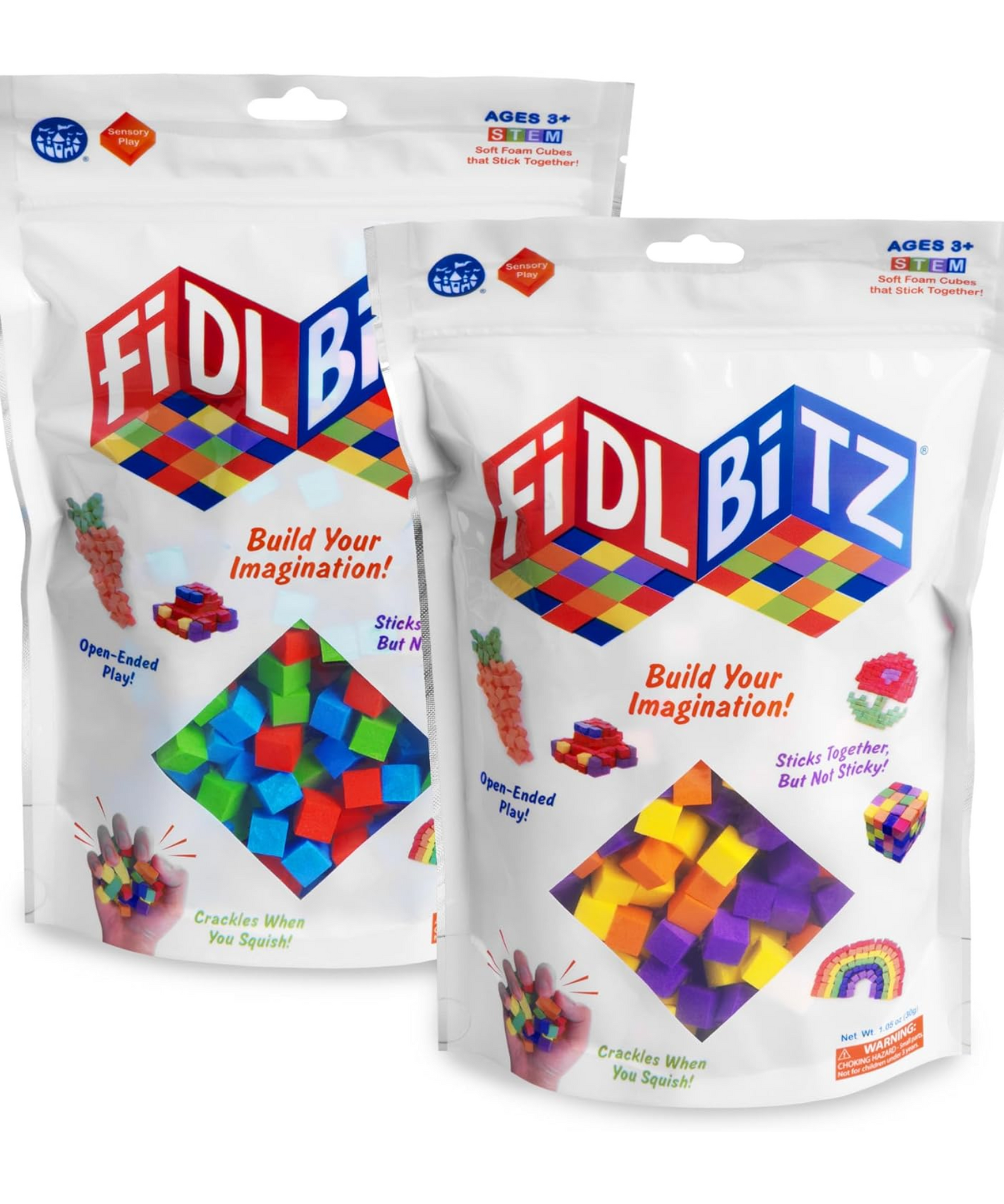 Play Visions FidlBitz - Revolutionary Cubes That Stick Together, But Not Sticky! (Bag of Bitz (Assorted Colors))