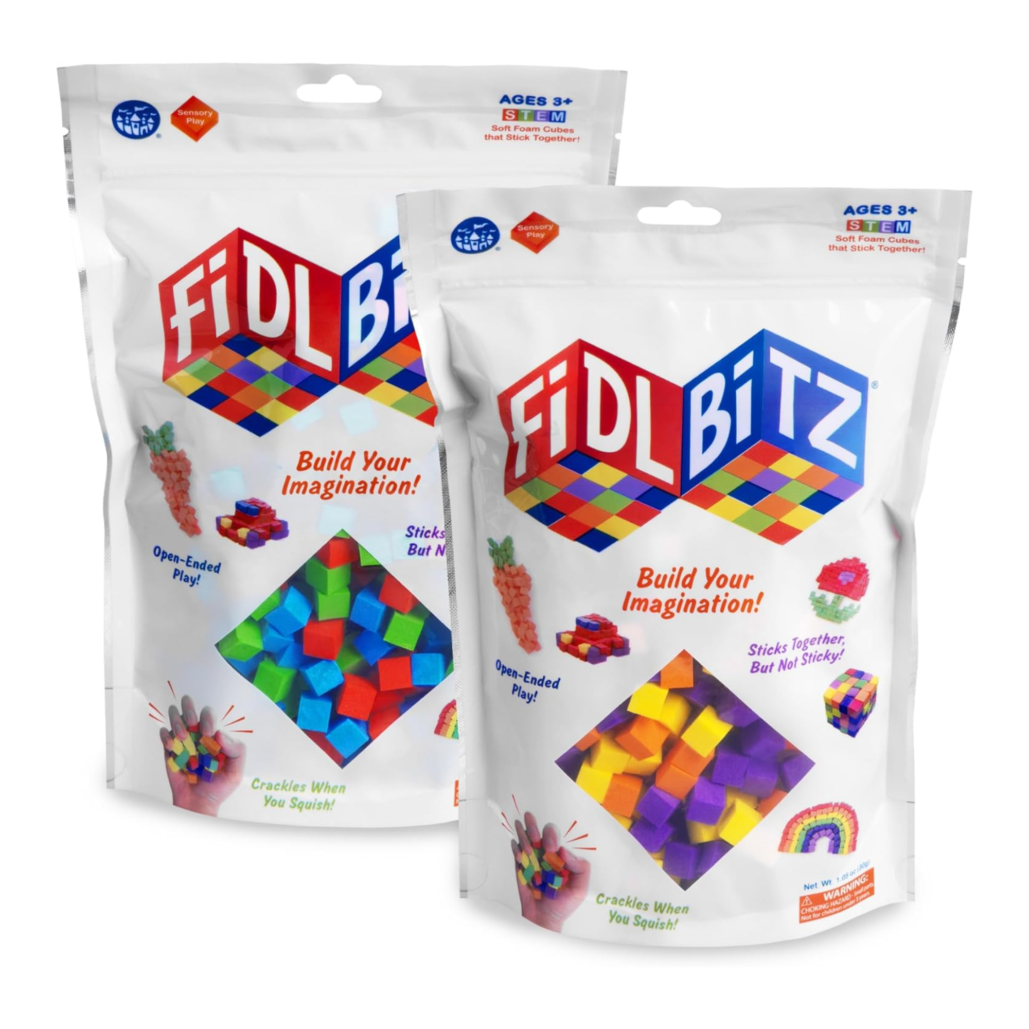 Play Visions FidlBitz - Revolutionary Cubes That Stick Together, But Not Sticky! (Bag of Bitz (Assorted Colors))