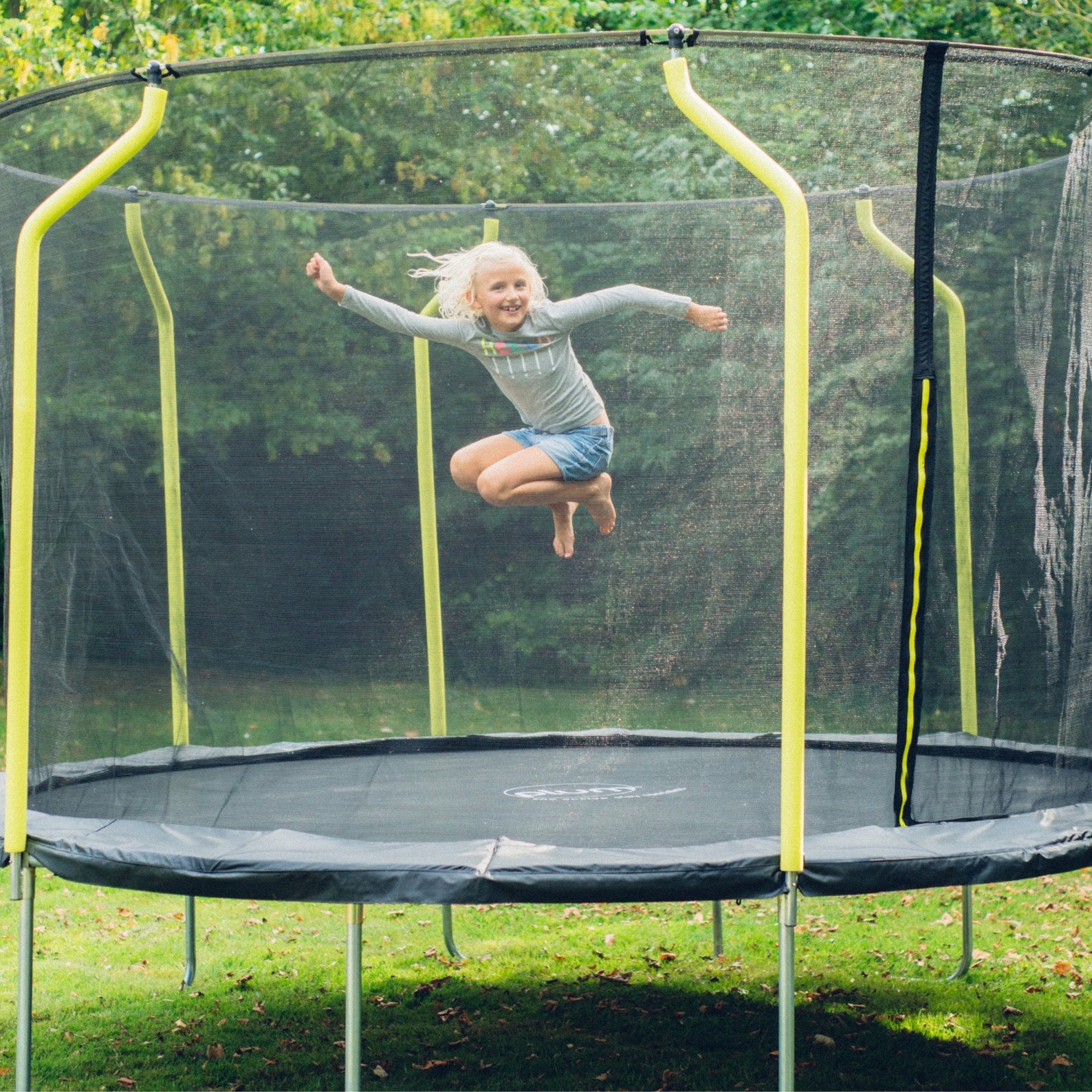 Plum 10ft Springsafe Jumper Trampoline with Enclosure, Safety Net and Foam Pad Protection, Stable Recreational Outdoor Toy with UV, Rust + Weather Protection, Suitable for Kids 6 Years and Above