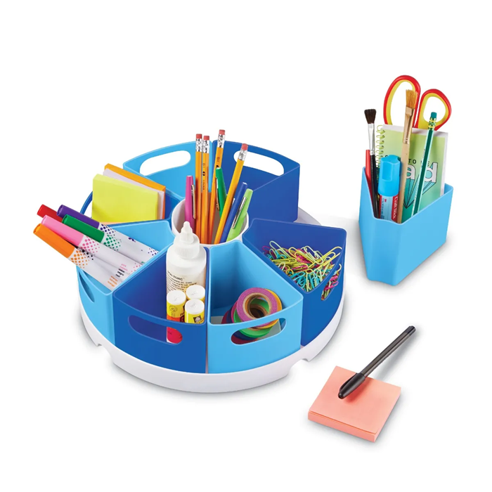 Create-A-Space Storage Center – Blue Rotating Organizer with 8 Removable Containers