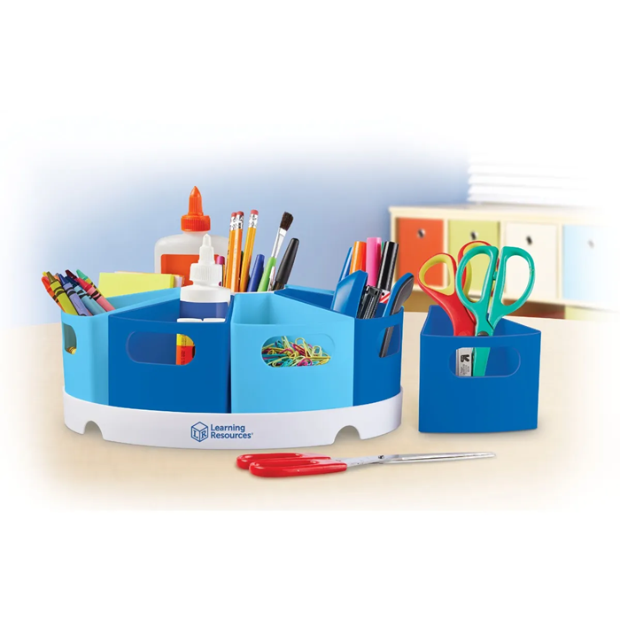 Create-A-Space Storage Center – Blue Rotating Organizer with 8 Removable Containers